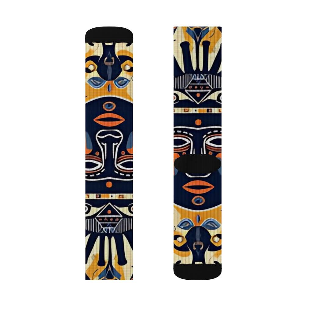 Tribal Art Sublimation Socks | Unique Patterned Crew Socks, Gift for Him, Gift for Her, Fun Fashion Socks, Boho Style Accessories
