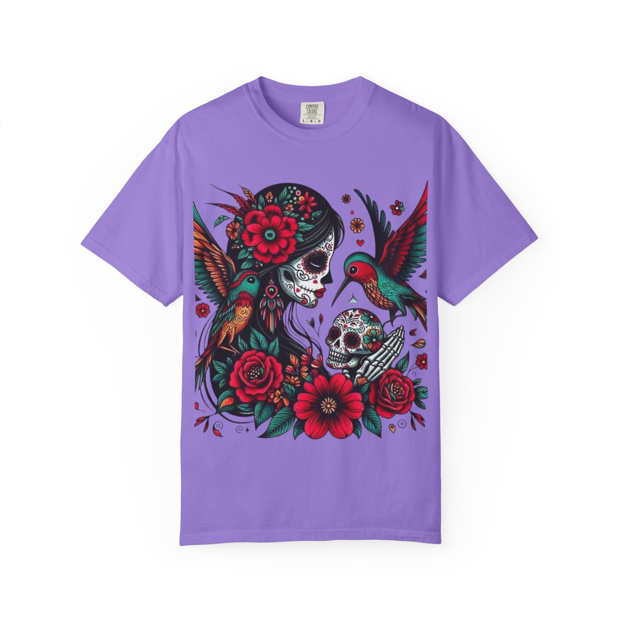 Sugar Skull Floral Unisex T-Shirt - Vibrant Day of the Dead Design