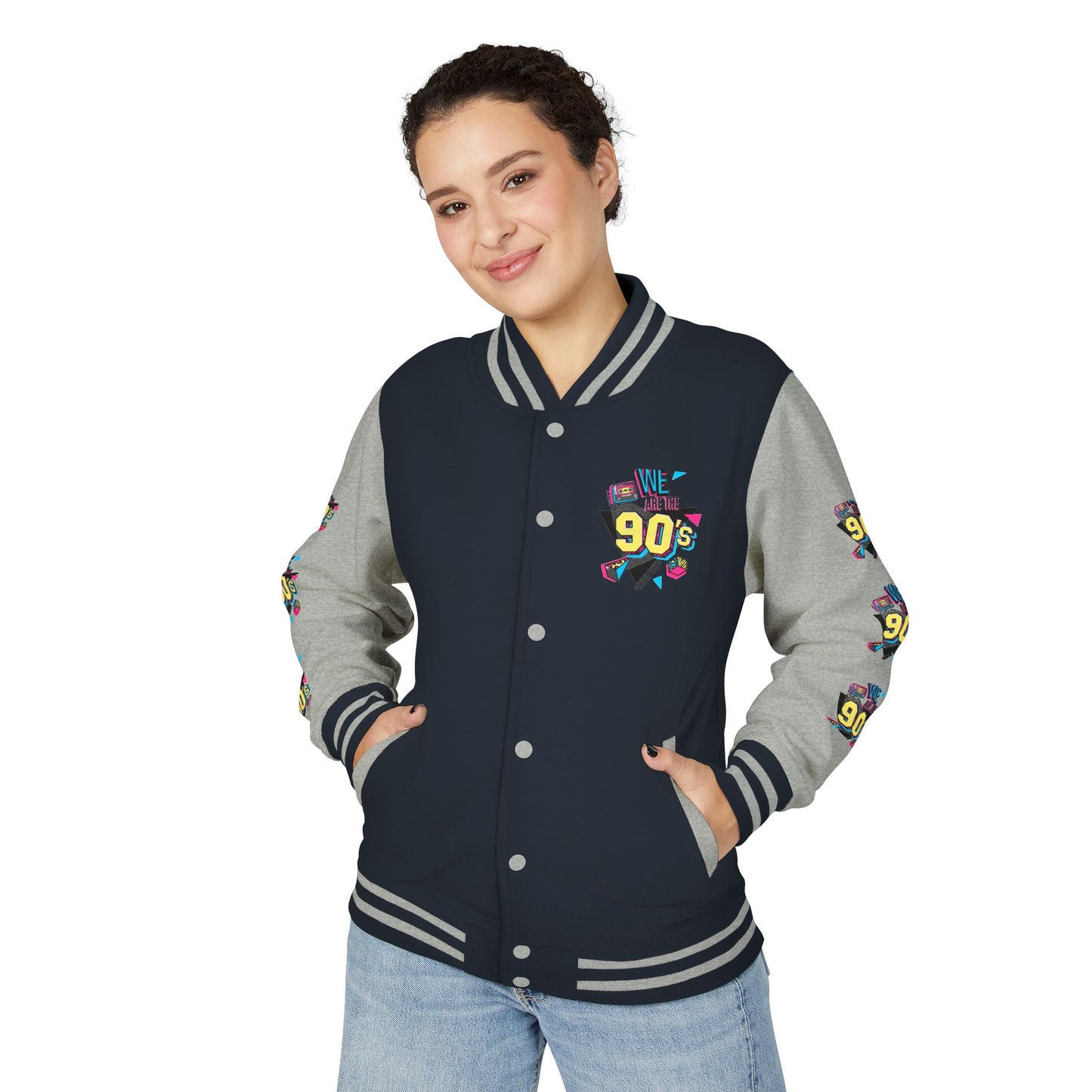 90's Nostalgia Unisex Letterman Jacket - Vintage Style, Retro Apparel, Gift for Him/Her, 90's Themed Party, Unisex Fashion