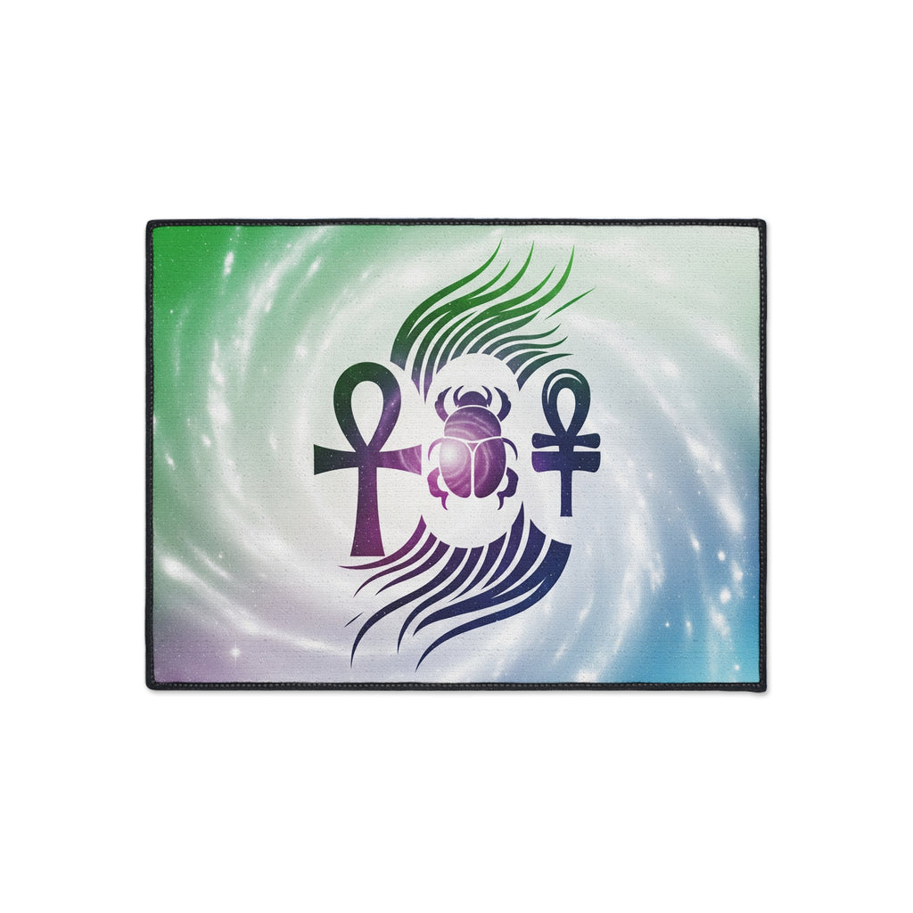 Heavy Duty Floor Mat with Ankh and Scarab Design, Durable Home Décor, Bohemian Style Rug, Yoga Mat, Entryway Mat, Summer Gift Ideas