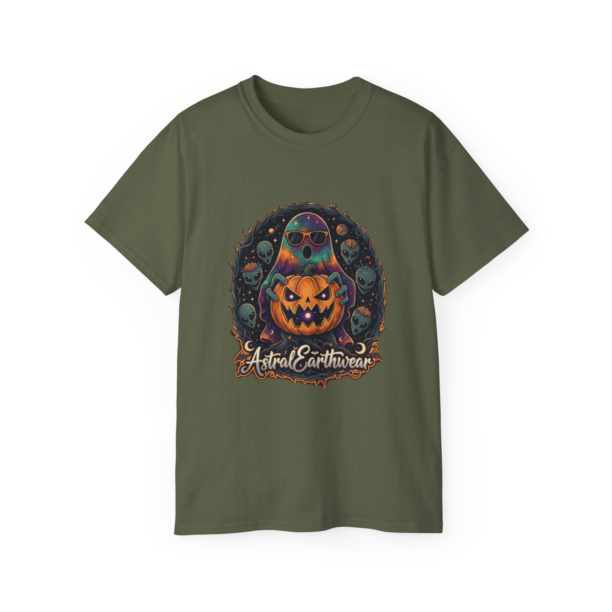 Astral Earthwear Pumpkin Graphic Unisex Tee, Halloween Shirt, Fall Outfit, Casual Wear, Spooky T-Shirt, Unique Gift Idea