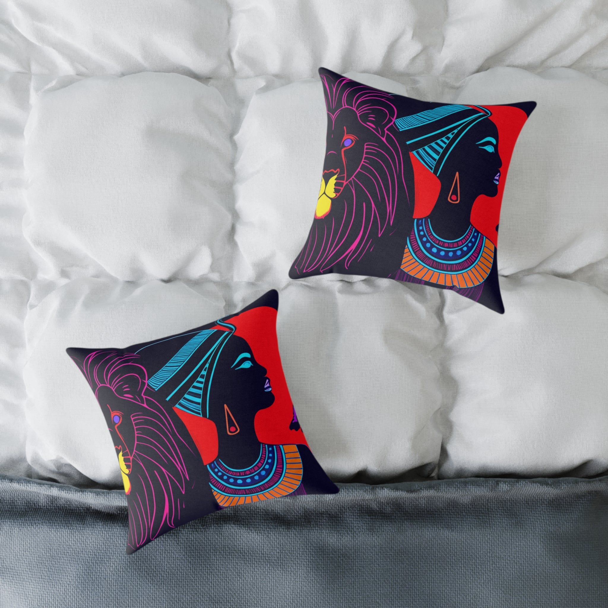 Vibrant Canvas Pillow - African-Themed Home Decor, Boho Throw Pillow, Colorful Cushion, Unique Gift for Her, Vibrant Statement Piece