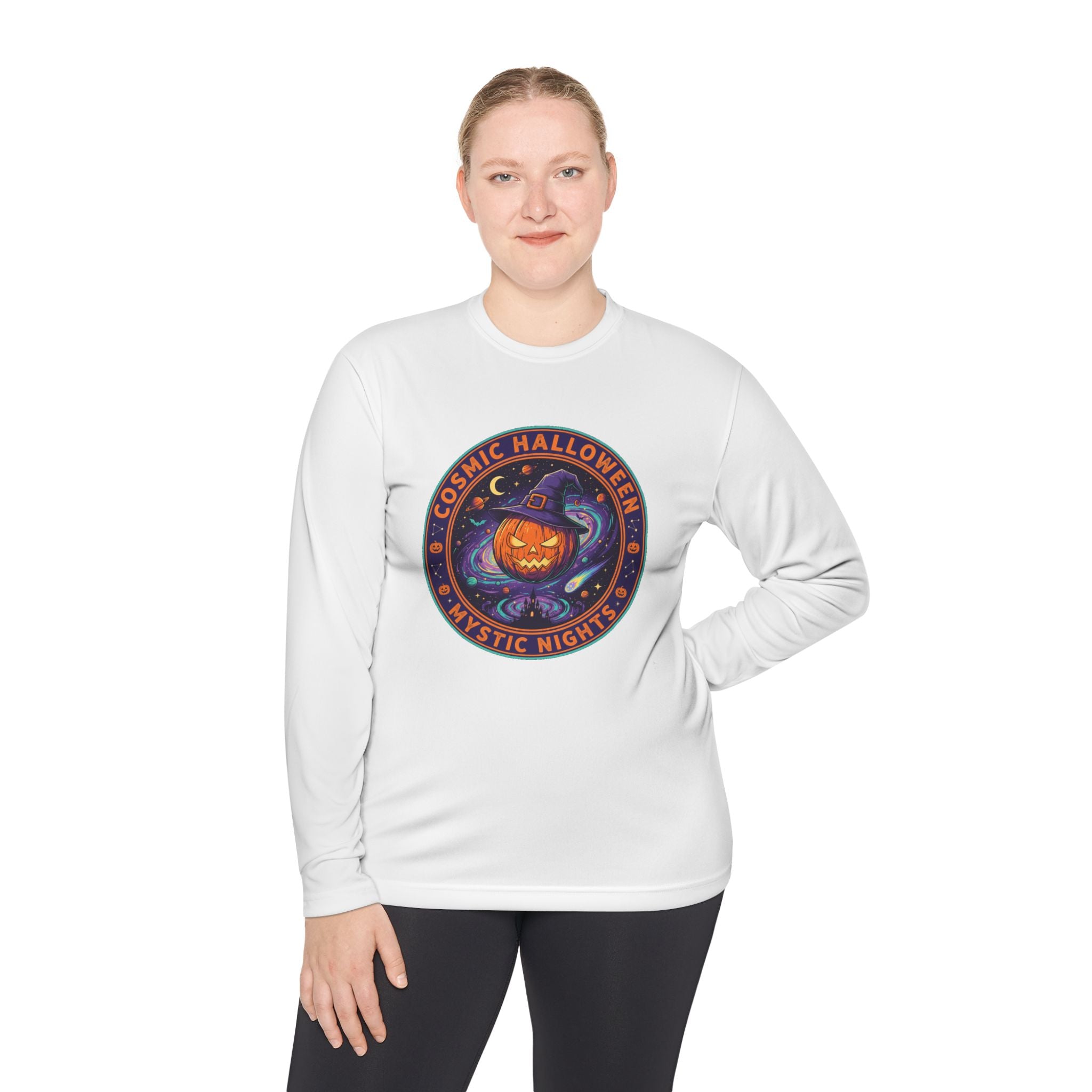 Cosmic Halloween Unisex Long Sleeve Tee, Halloween Shirt, Fall Fashion, Festival Outfit, Spooky Events, Seasonal Apparel, Gift Idea