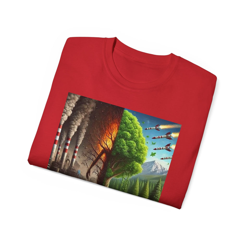 Eco-Conscious Graphic Tee - Nature vs. Pollution Art, Unisex T-Shirt for Environmental Awareness, Eco-Friendly Gift, Earth Day Apparel,