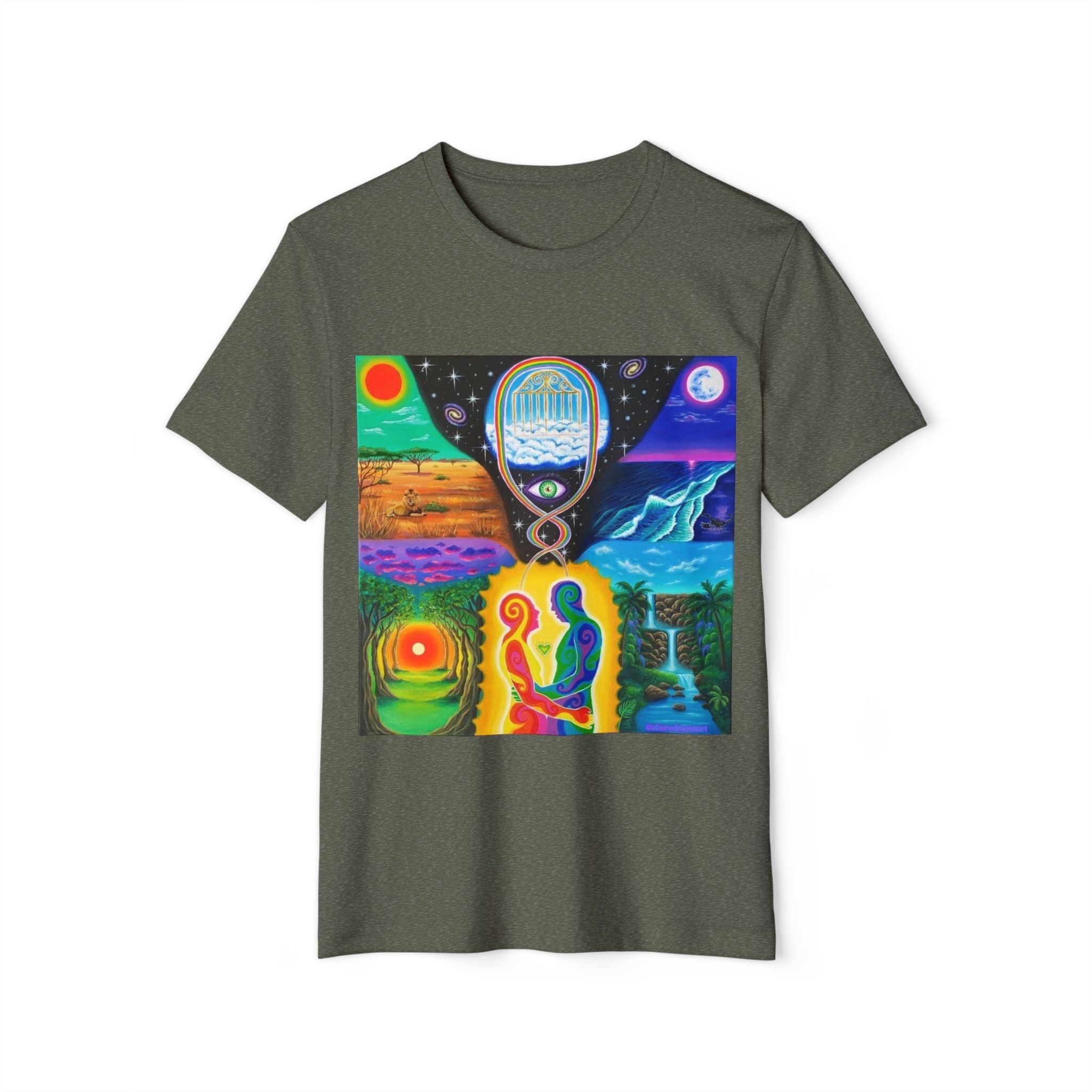 Cosmic Vibes Unisex Recycled Organic T-Shirt | Comfortable Art Tee, Eco-Friendly Fashion, Gift for Nature Lovers, Spiritual Style