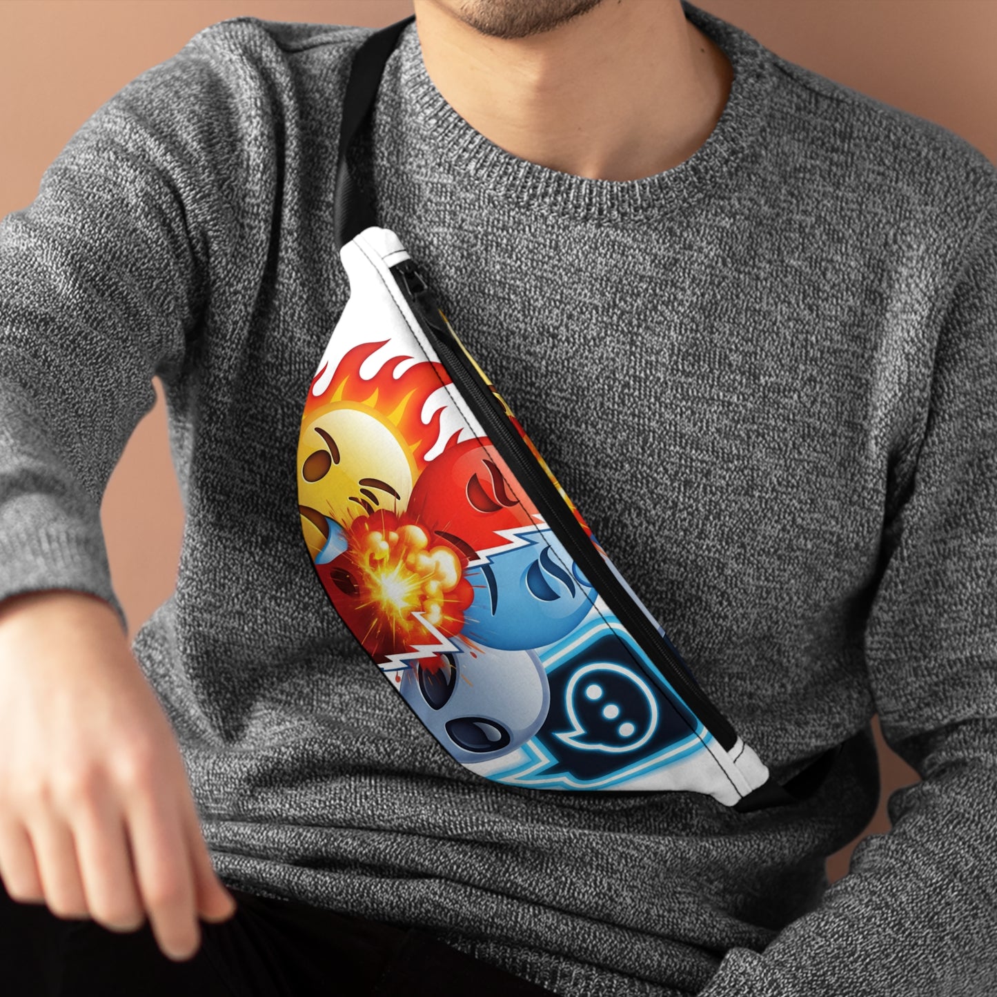 Vibrant Fanny Pack with Emojis, Fun Accessory for Festivals, Casual Outings, Gifts for Teens, Travel Convenience