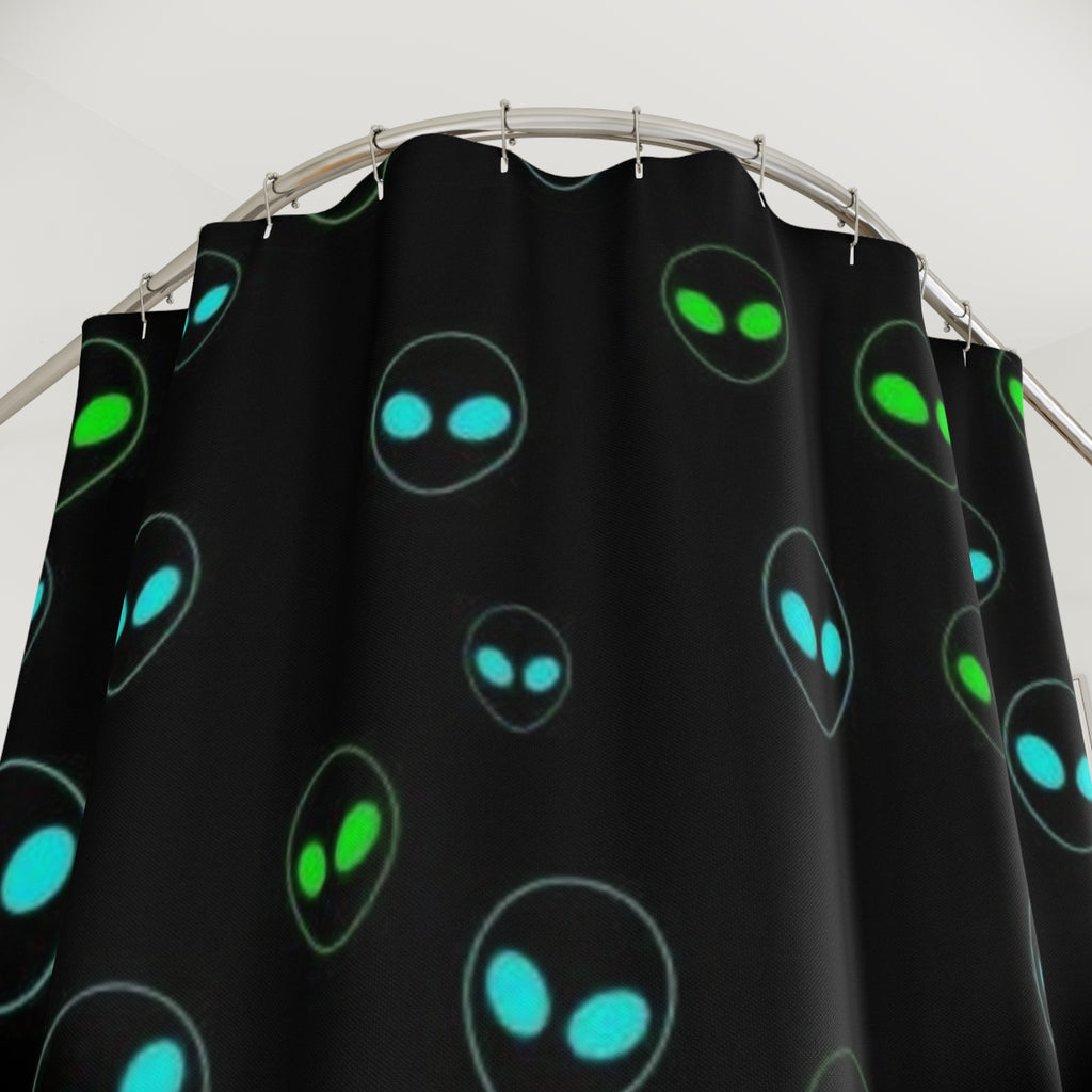 Alien-Inspired Shower Curtain - Fun Bathroom Decor for Sci-Fi Lovers, Gifts for Space Enthusiasts, Unique Home Accent, Modern Bathroom