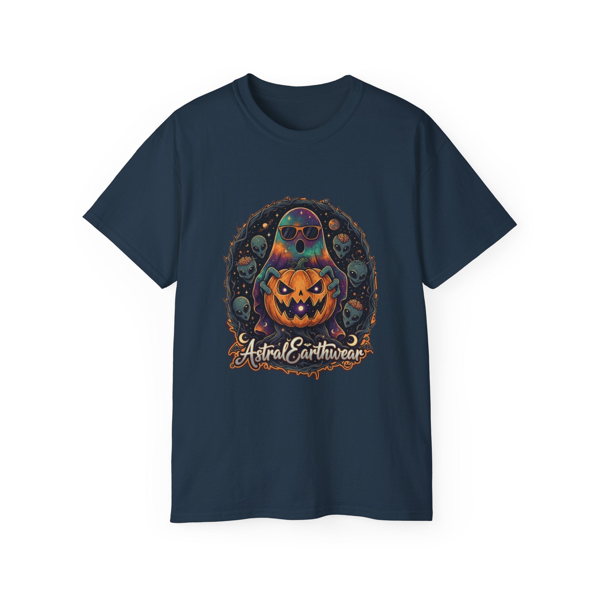 Astral Earthwear Pumpkin Graphic Unisex Tee, Halloween Shirt, Fall Outfit, Casual Wear, Spooky T-Shirt, Unique Gift Idea