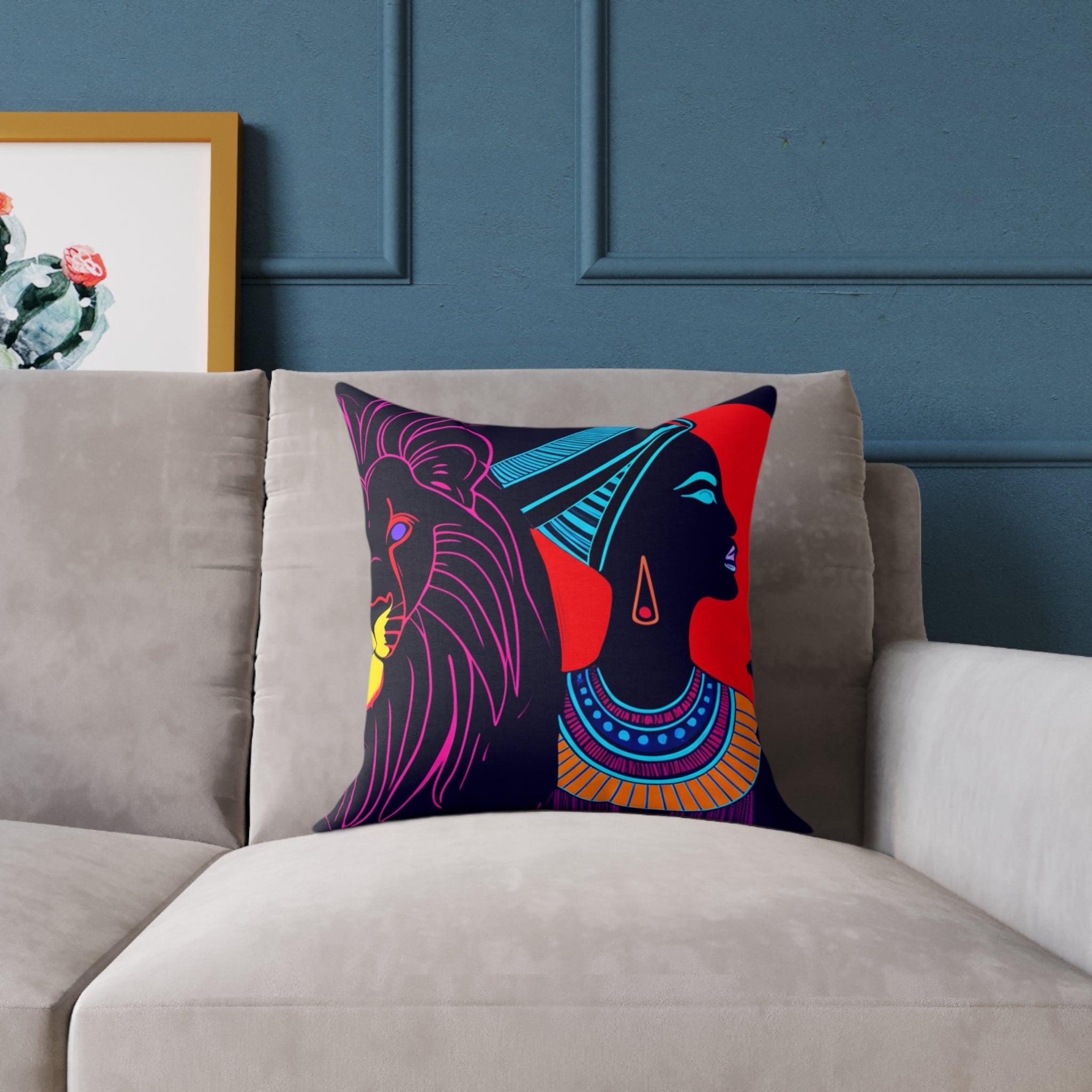 Vibrant Canvas Pillow - African-Themed Home Decor, Boho Throw Pillow, Colorful Cushion, Unique Gift for Her, Vibrant Statement Piece