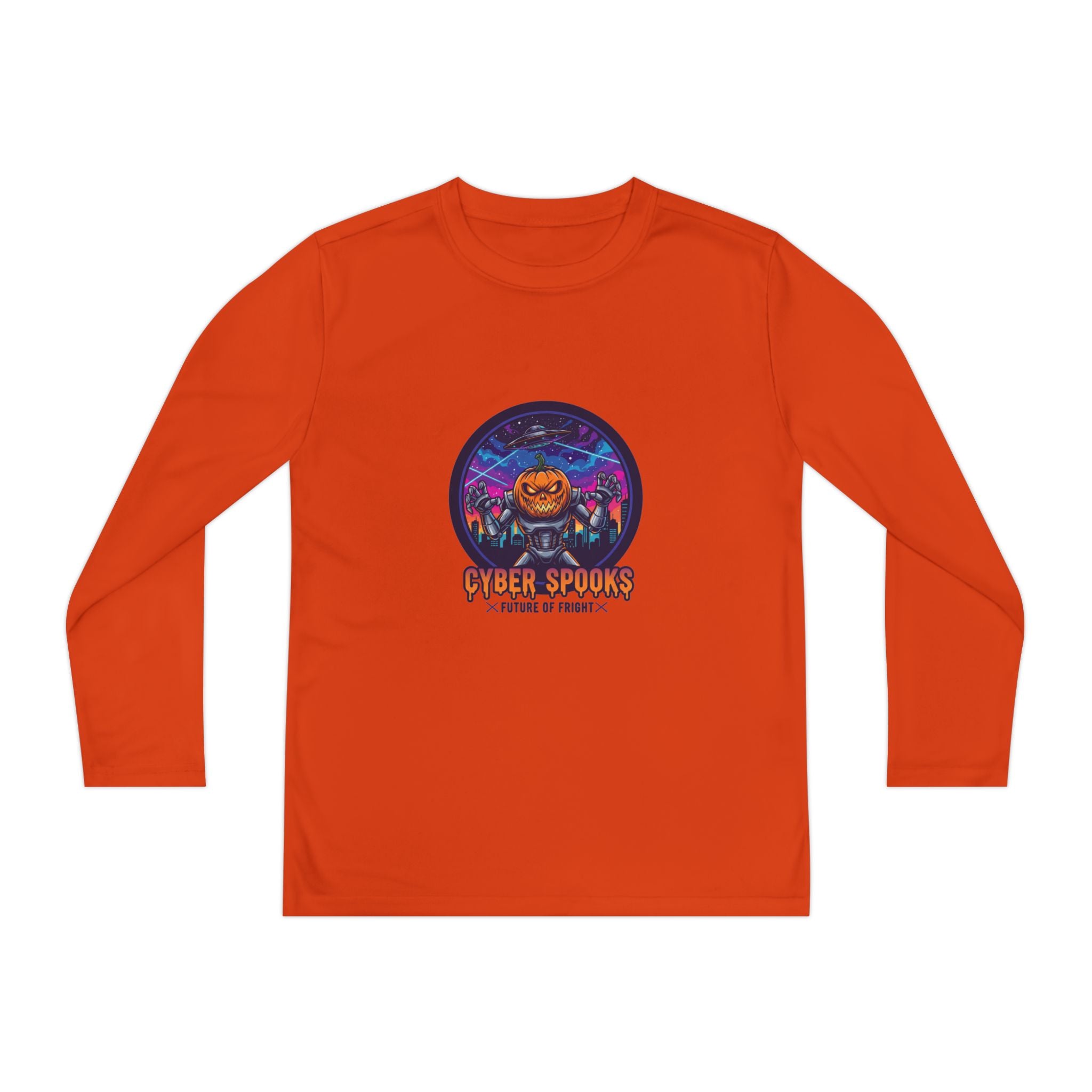 Youth Spooky Long Sleeve Tee, Halloween Shirt, Comfortable Boys' Shirt, Cute Ghost Apparel, Kids' Halloween Costume