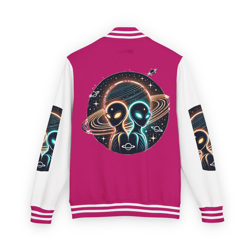 Cosmic Alien Letterman Jacket | Vintage Style Outerwear, Trendy Unisex Jacket, Space Theme Apparel, Perfect for Cosplay or Gift