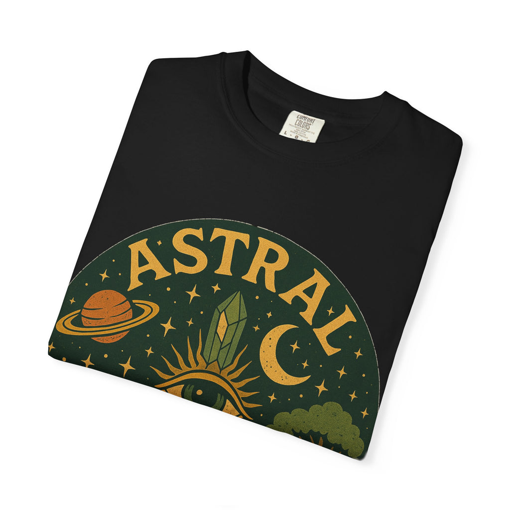 Astral Earthwear Unisex T-Shirt, Boho Graphic Tee, Celestial Design Shirt, Gift for Nature Lovers, Casual Earthy Style