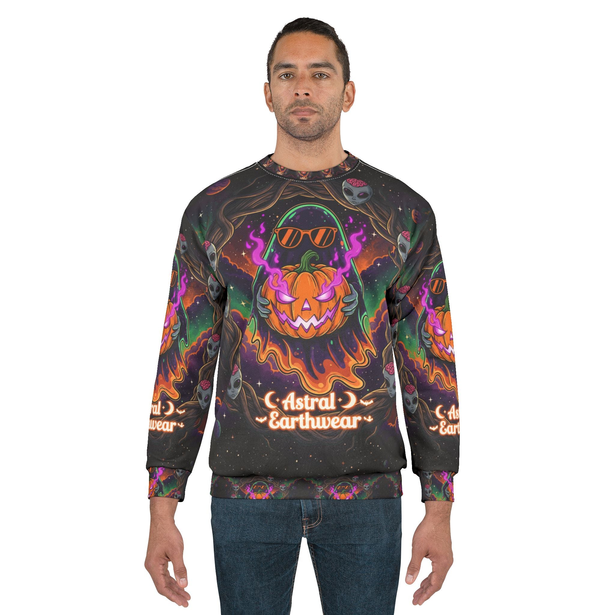 Astral Earthwear Unisex Sweatshirt | Cozy Graphic Sweatshirt for Halloween, Festival, Casual Wear, Unique Gift, Streetwear