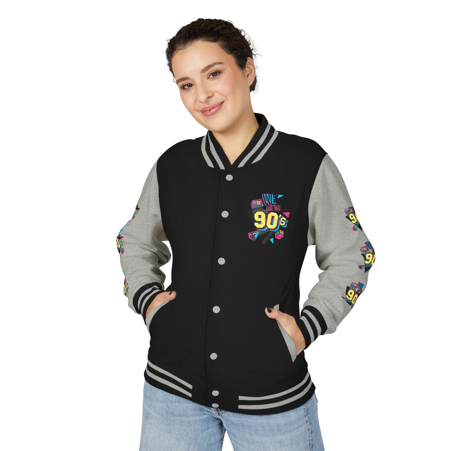 90's Nostalgia Unisex Letterman Jacket - Vintage Style, Retro Apparel, Gift for Him/Her, 90's Themed Party, Unisex Fashion