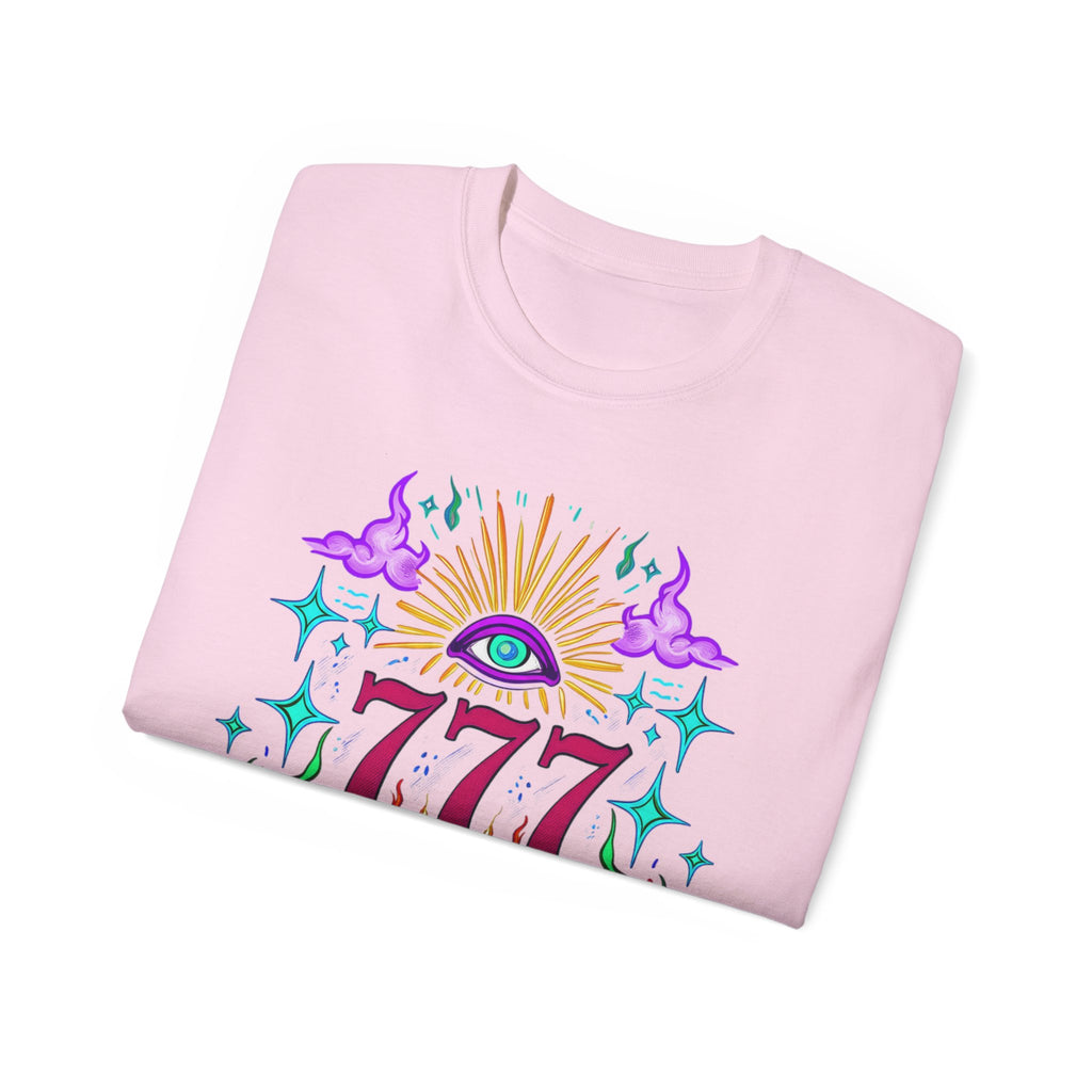 Mystical 777 Graphic Tee - Unisex Retro Spiritual Shirt, Gift for Tarot Lovers, Festival Wear, Casual Boho Top, Unique Art Tee