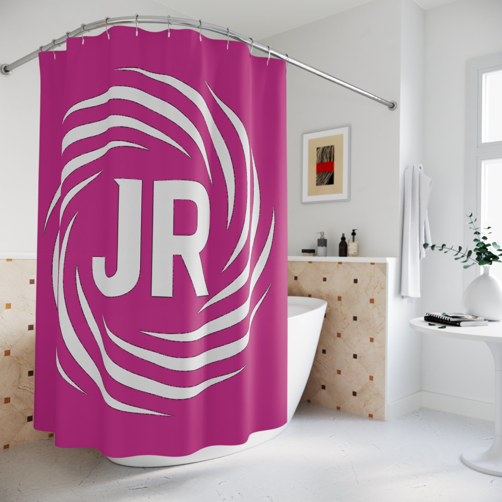 Personalized Monogram Shower Curtain - Vibrant Pink Design, Bathroom Decor, Custom Gift, Stylish Home Accessory, Unique Bathroom Accents