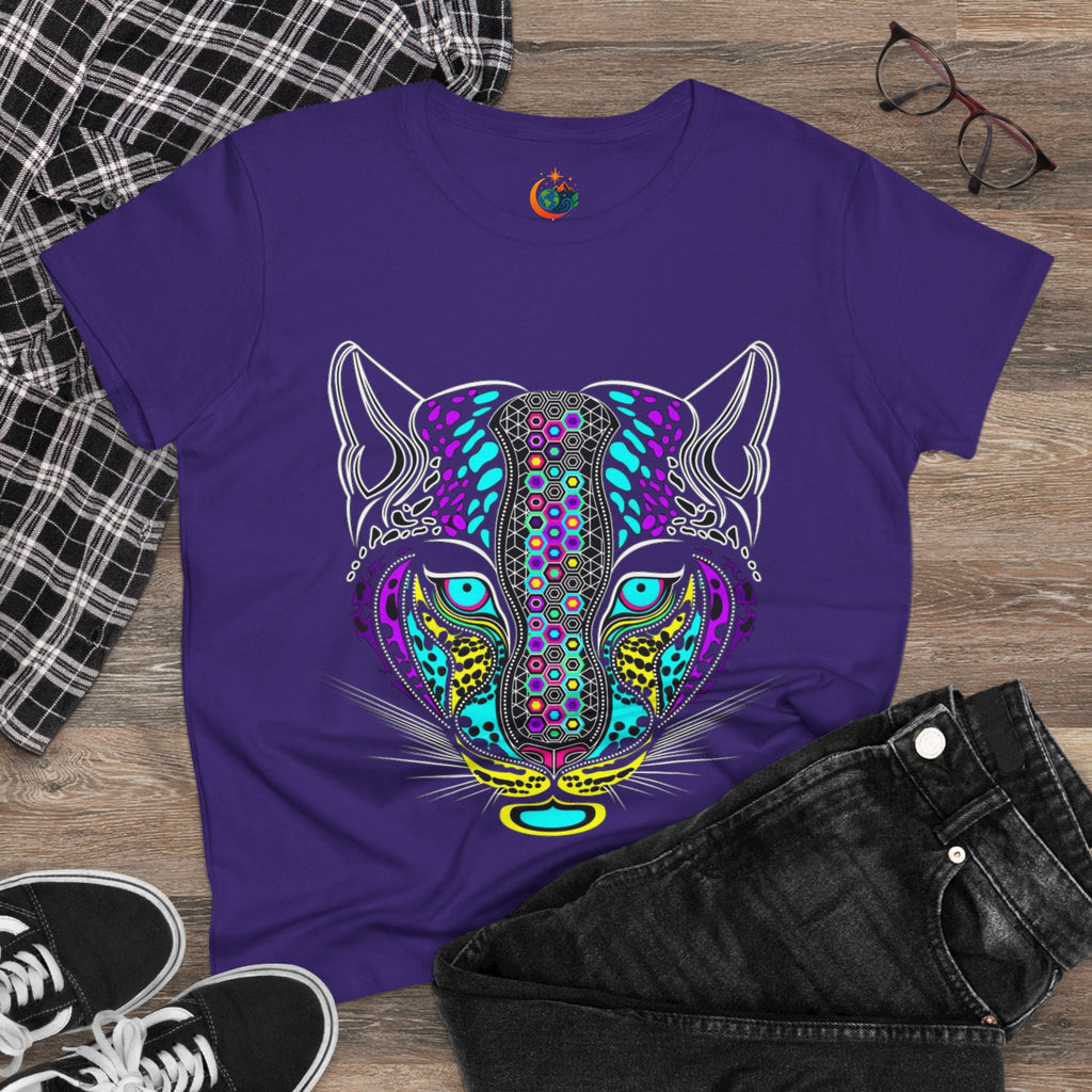 Colorful Tiger Print Women's Cotton Tee, Animal Lover Gift, Casual Wear, Boho Style, Unique Graphic Shirt