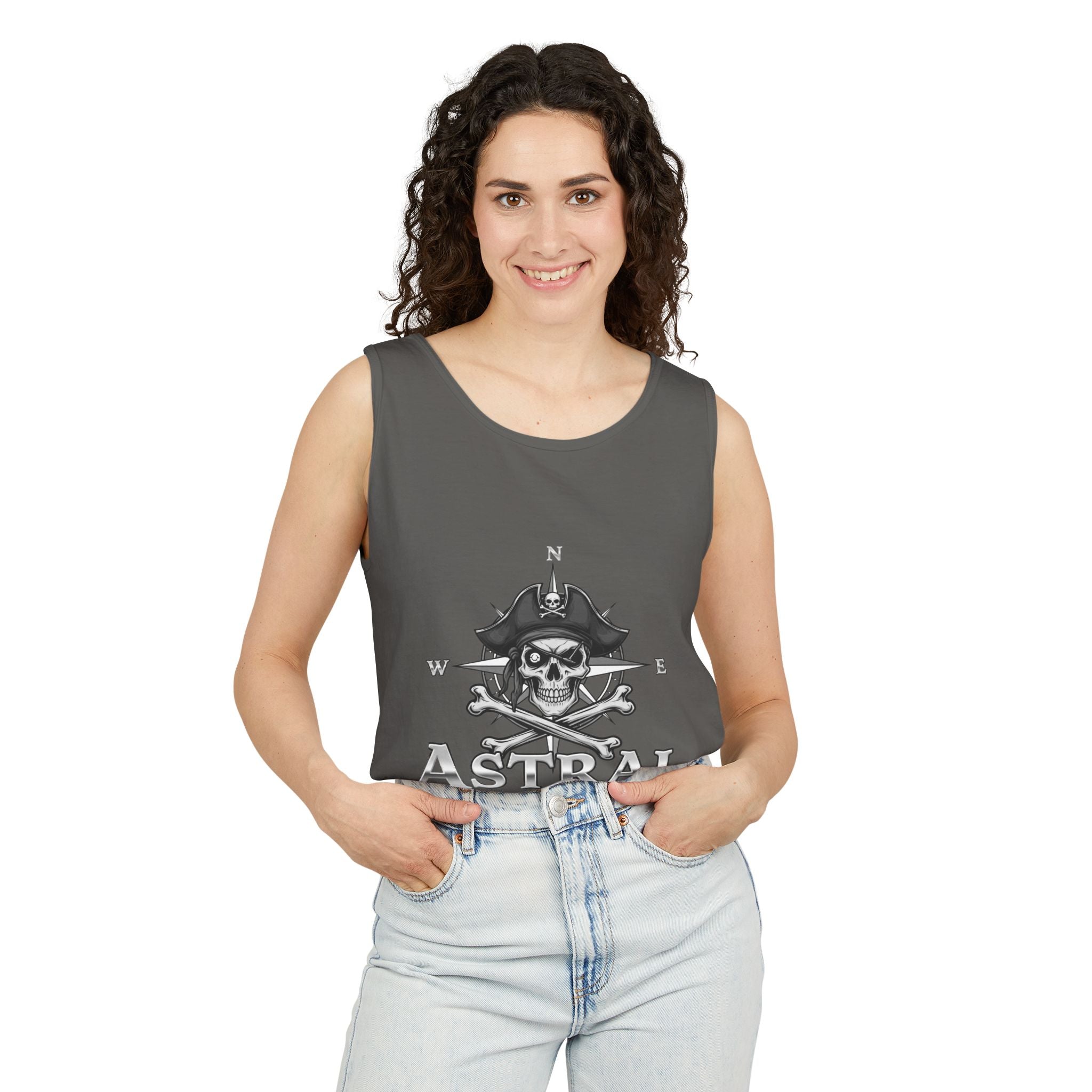 Pirate-Themed Unisex Tank Top | Casual Summer Wear, Beachwear, Gift for Adventurers, Festival Outfit, Astral Earthwear