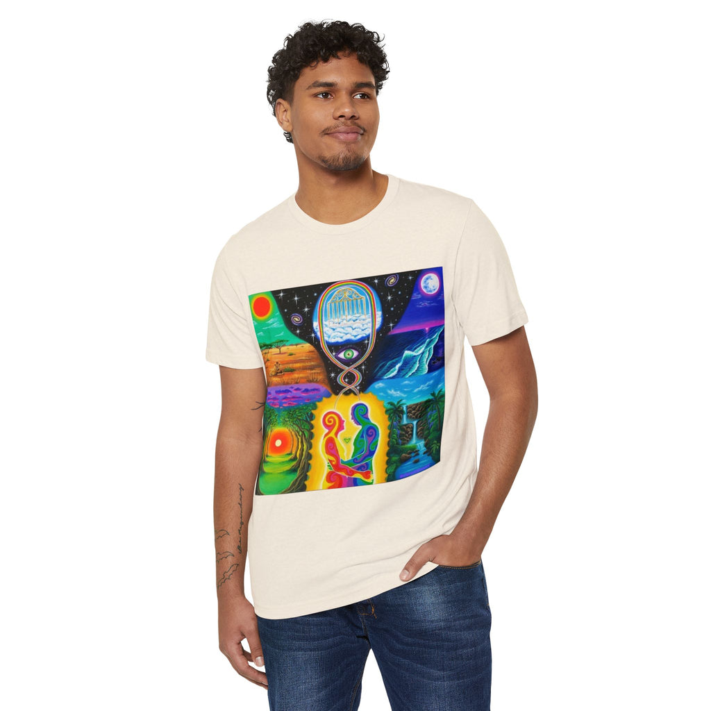 Cosmic Vibes Unisex Recycled Organic T-Shirt | Comfortable Art Tee, Eco-Friendly Fashion, Gift for Nature Lovers, Spiritual Style
