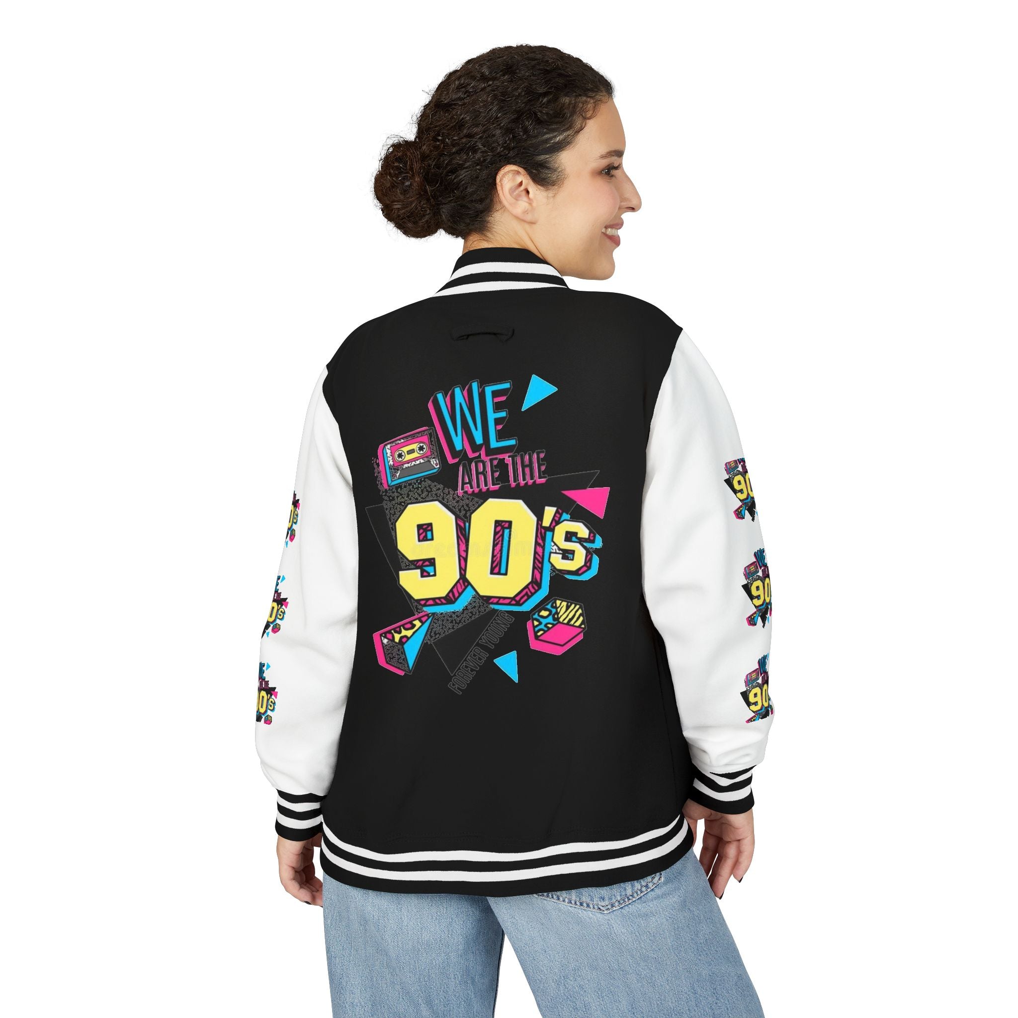 90's Nostalgia Unisex Letterman Jacket - Vintage Style, Retro Apparel, Gift for Him/Her, 90's Themed Party, Unisex Fashion