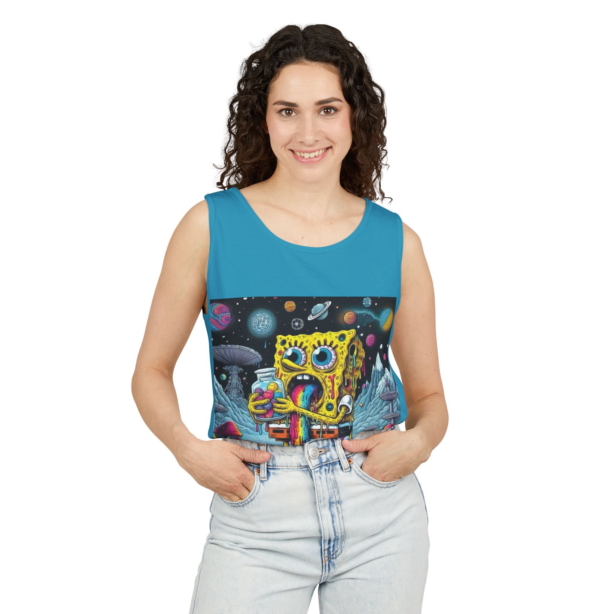 Colorful Spongebob Tank Top - Unisex Garment-Dyed Summer Wear