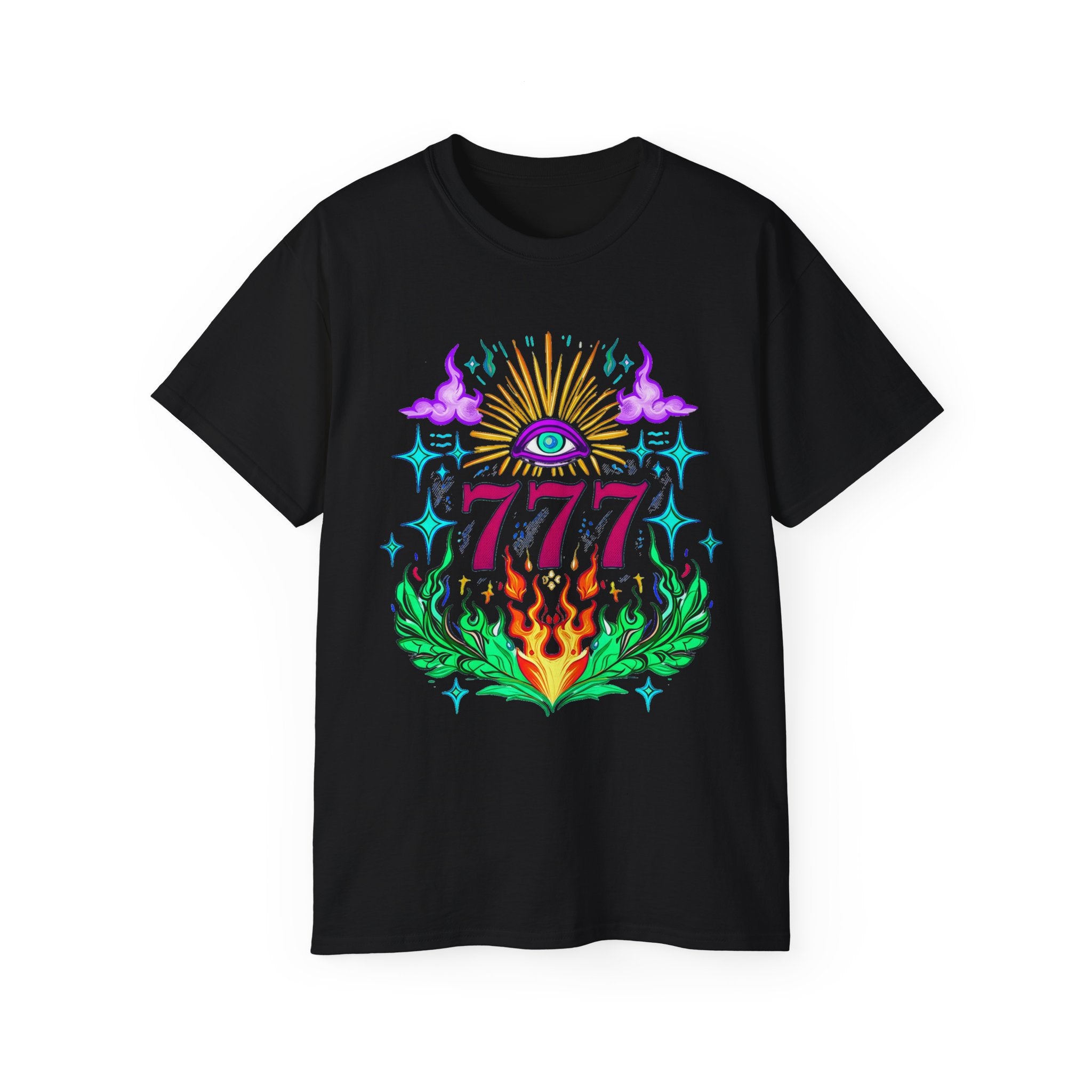 Mystical 777 Graphic Tee - Unisex Retro Spiritual Shirt, Gift for Tarot Lovers, Festival Wear, Casual Boho Top, Unique Art Tee