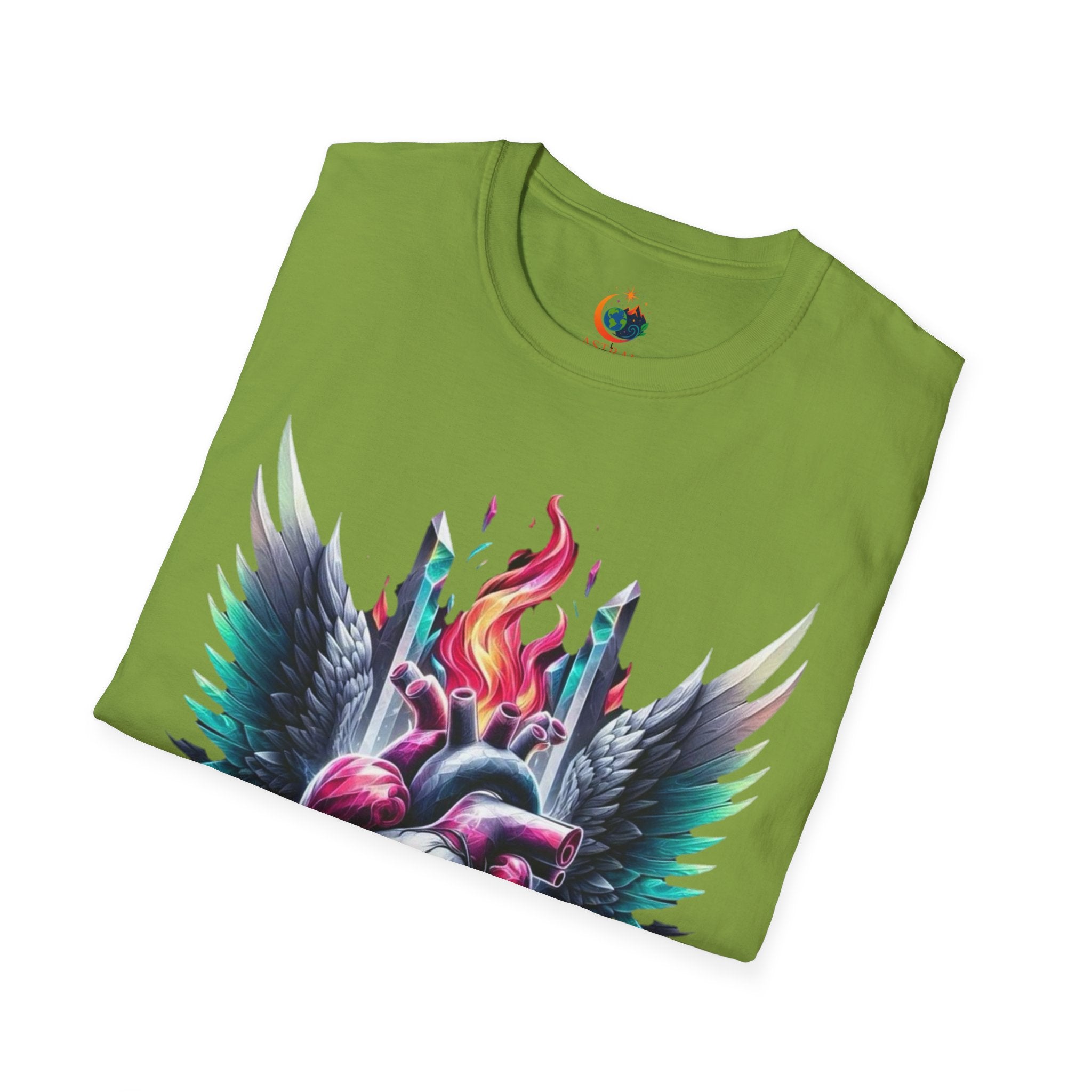 Artistic Heart Wings T-Shirt | Unisex Softstyle Tee, Heart Design Shirt, Graphic Art Tee, Trendy Casual Top, Gift for Art Lovers