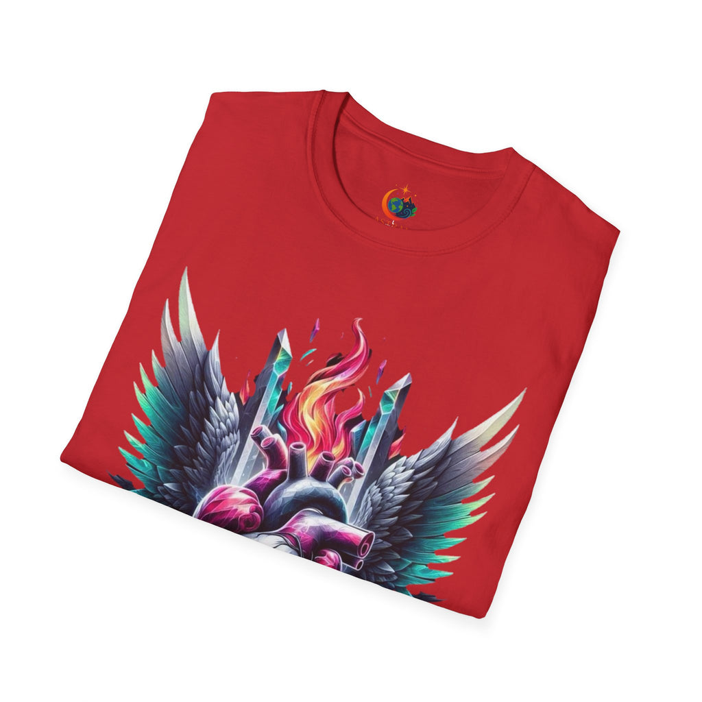 Artistic Heart Wings T-Shirt | Unisex Softstyle Tee, Heart Design Shirt, Graphic Art Tee, Trendy Casual Top, Gift for Art Lovers