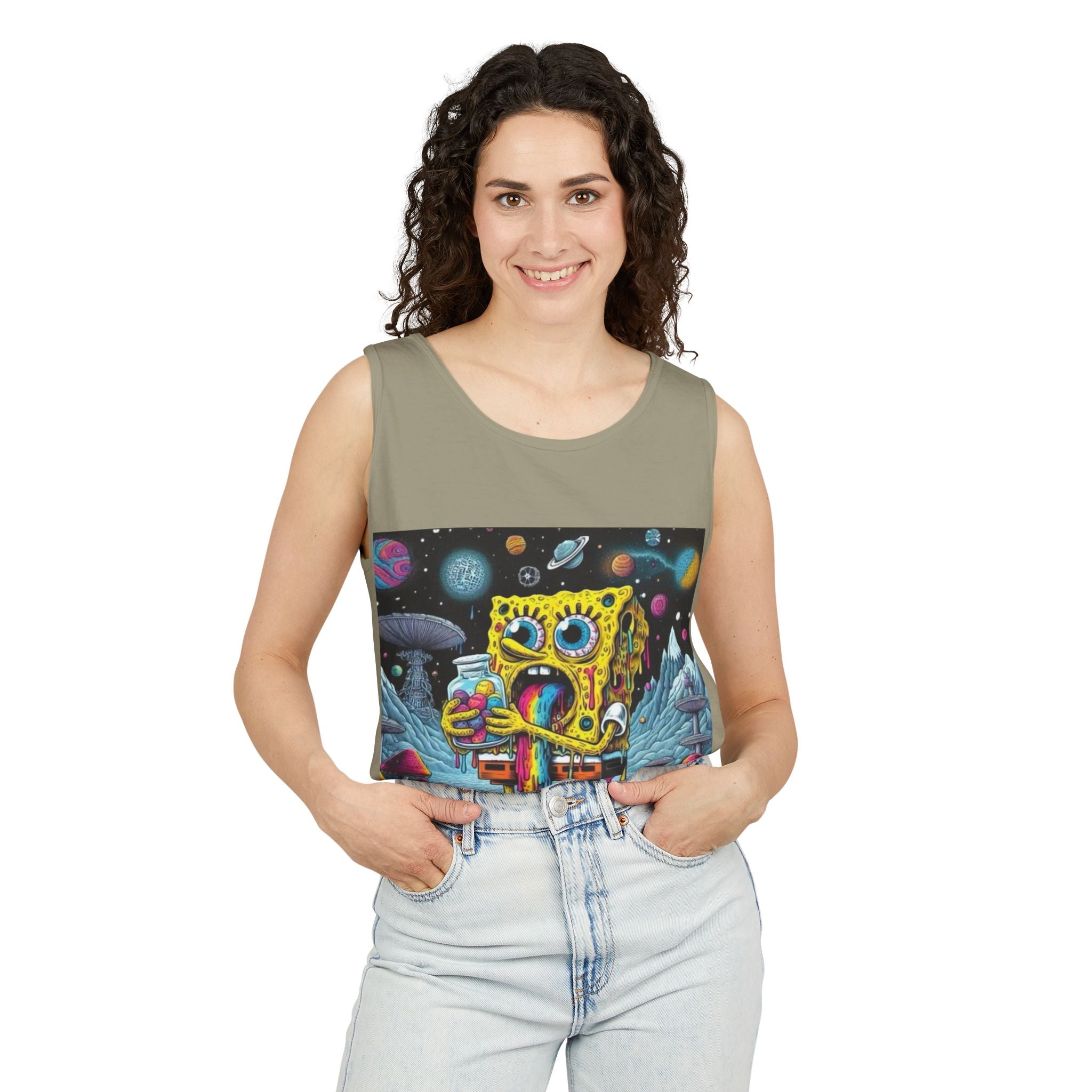 Colorful Spongebob Tank Top - Unisex Garment-Dyed Summer Wear