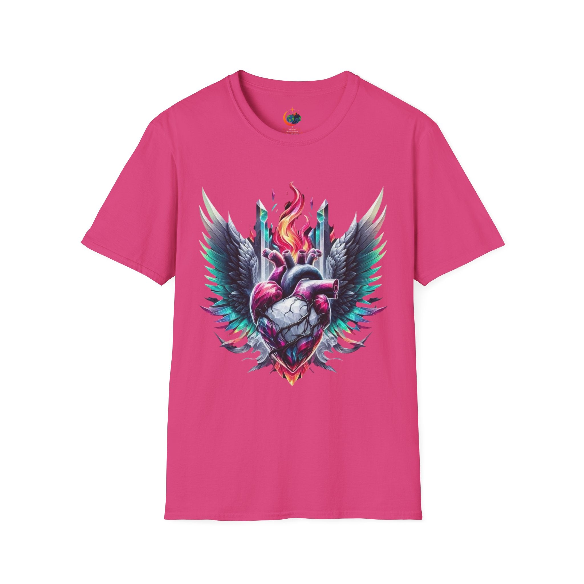 Artistic Heart Wings T-Shirt | Unisex Softstyle Tee, Heart Design Shirt, Graphic Art Tee, Trendy Casual Top, Gift for Art Lovers