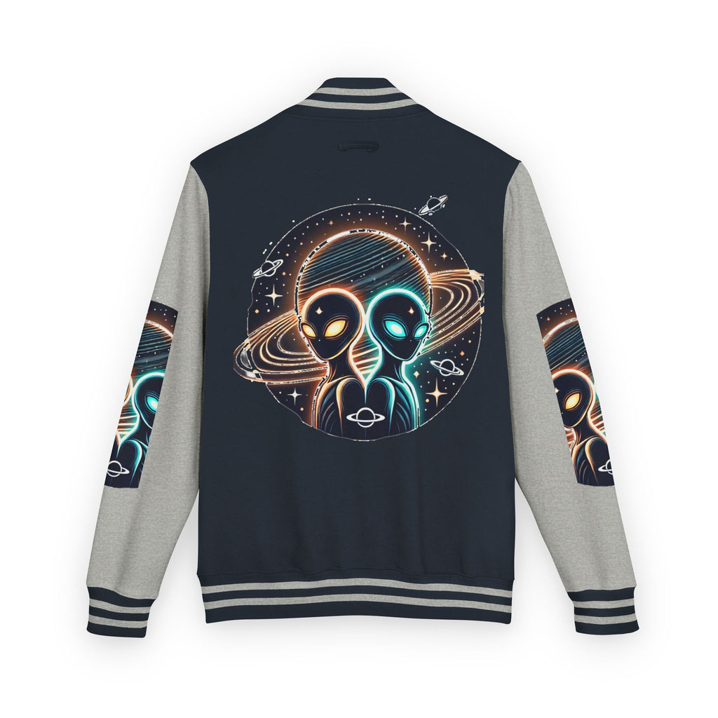 Cosmic Alien Letterman Jacket | Vintage Style Outerwear, Trendy Unisex Jacket, Space Theme Apparel, Perfect for Cosplay or Gift