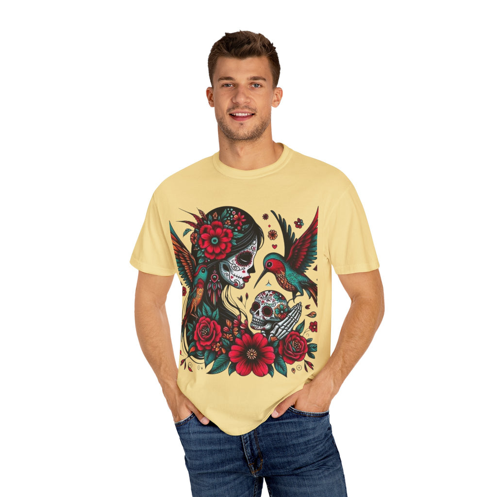 Sugar Skull Floral Unisex T-Shirt - Vibrant Day of the Dead Design
