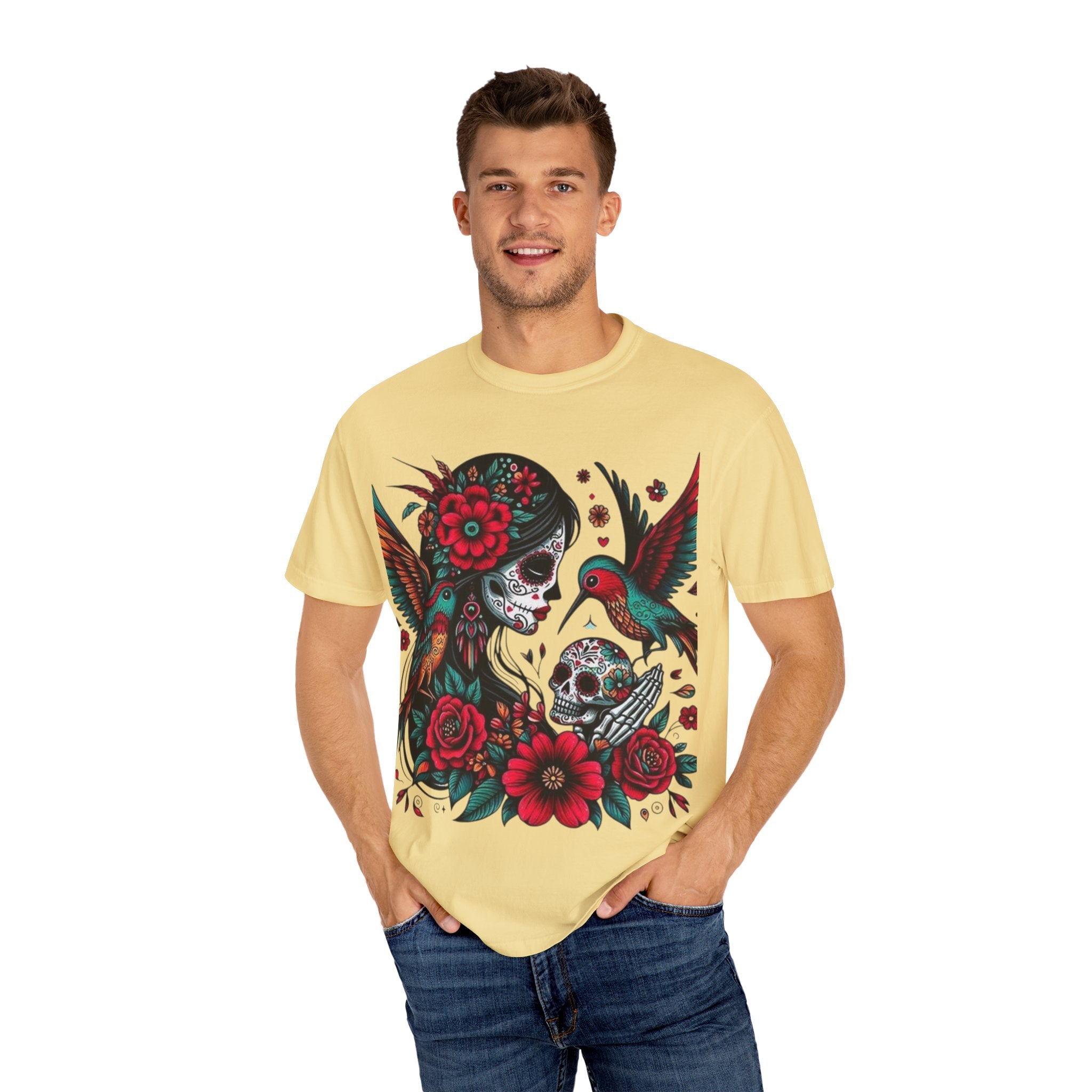 Sugar Skull Floral Unisex T-Shirt - Vibrant Day of the Dead Design