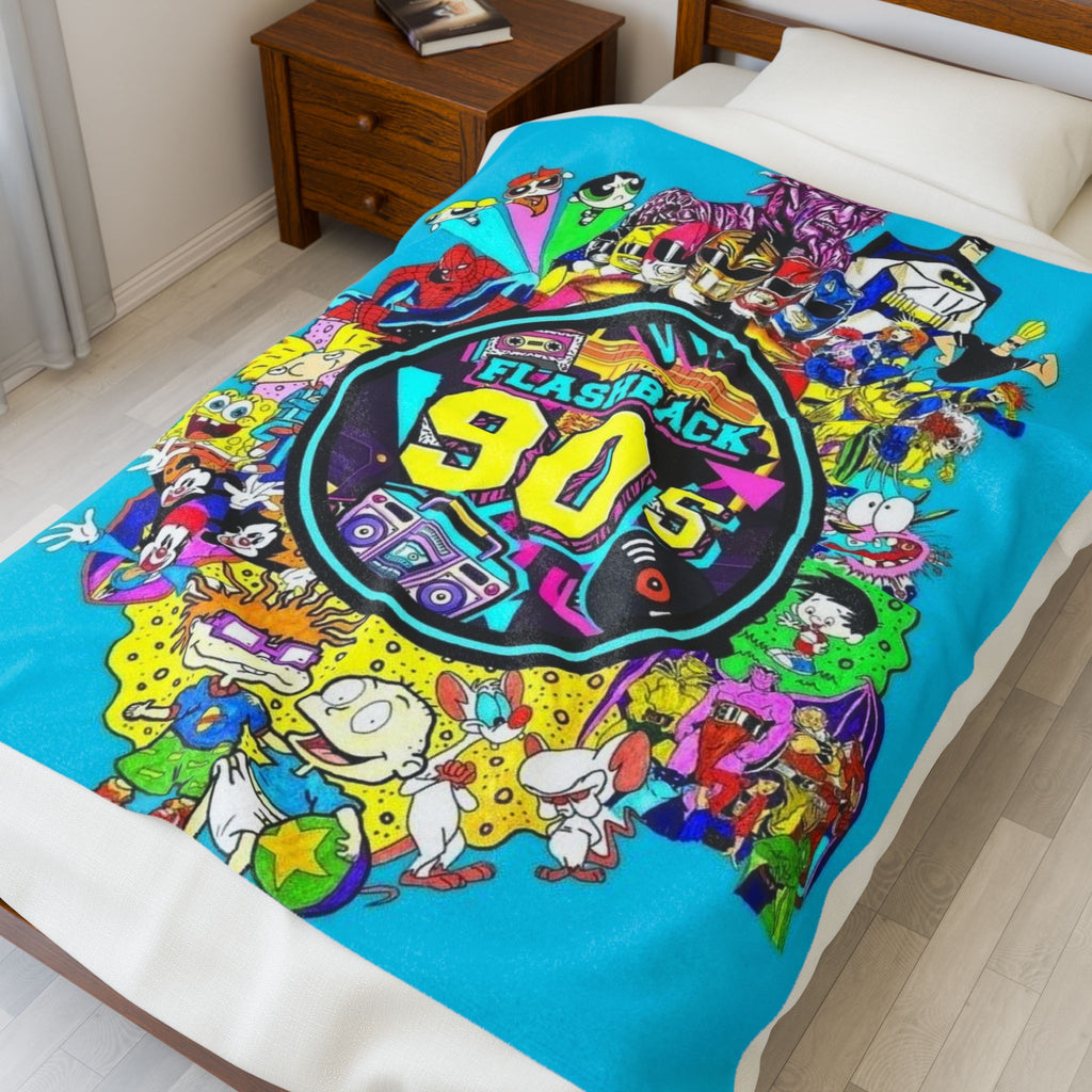 90s Retro Velveteen Plush Blanket, Cozy Throw for Nostalgic Fans, Home Decor, Gift for Birthdays & Holidays