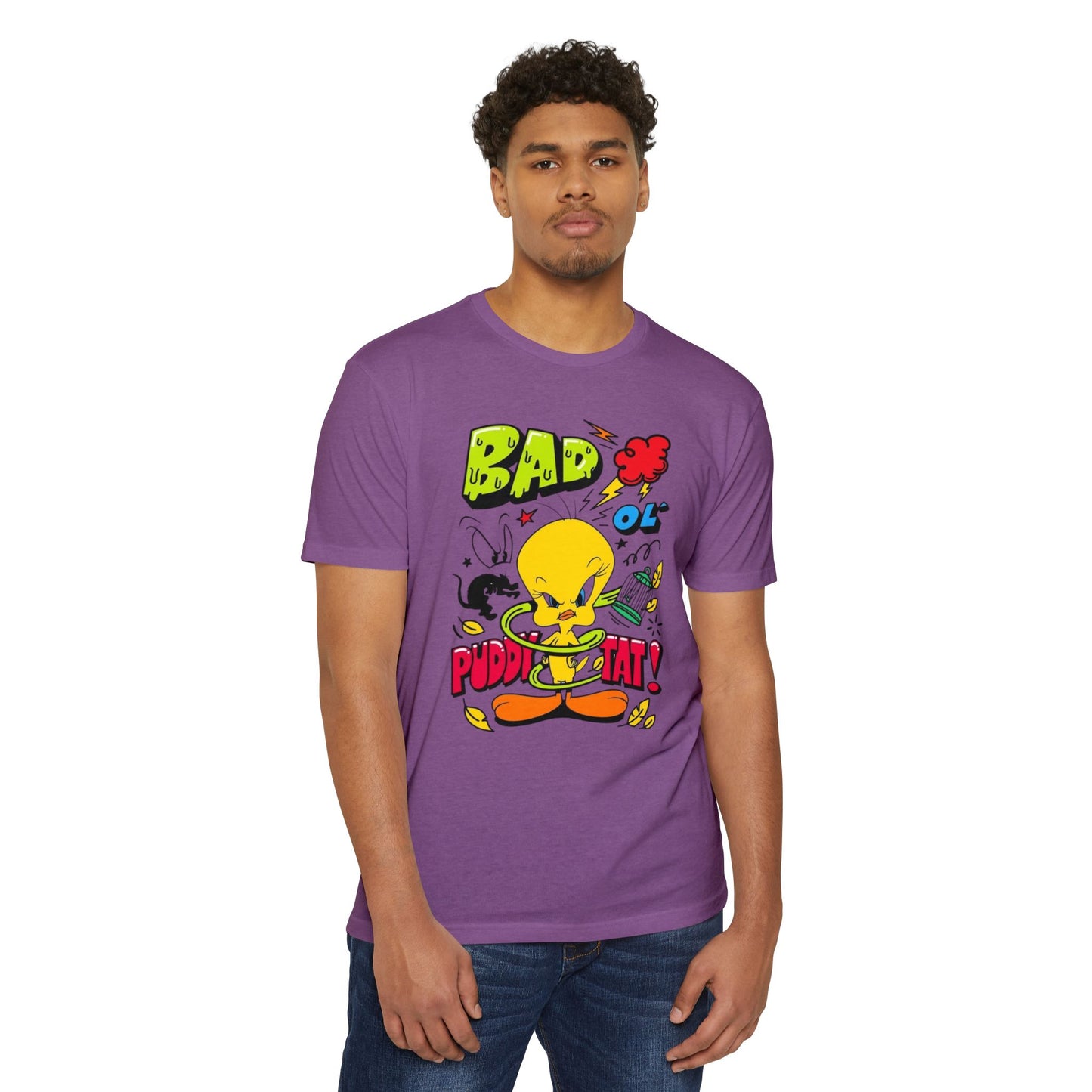 Bad Ol' Puddy Tat T-shirt, Unisex Jersey Tee, Vintage Cartoon Top, Fun Graphic Tee, Quirky Gift for Fans, Retro Style Apparel