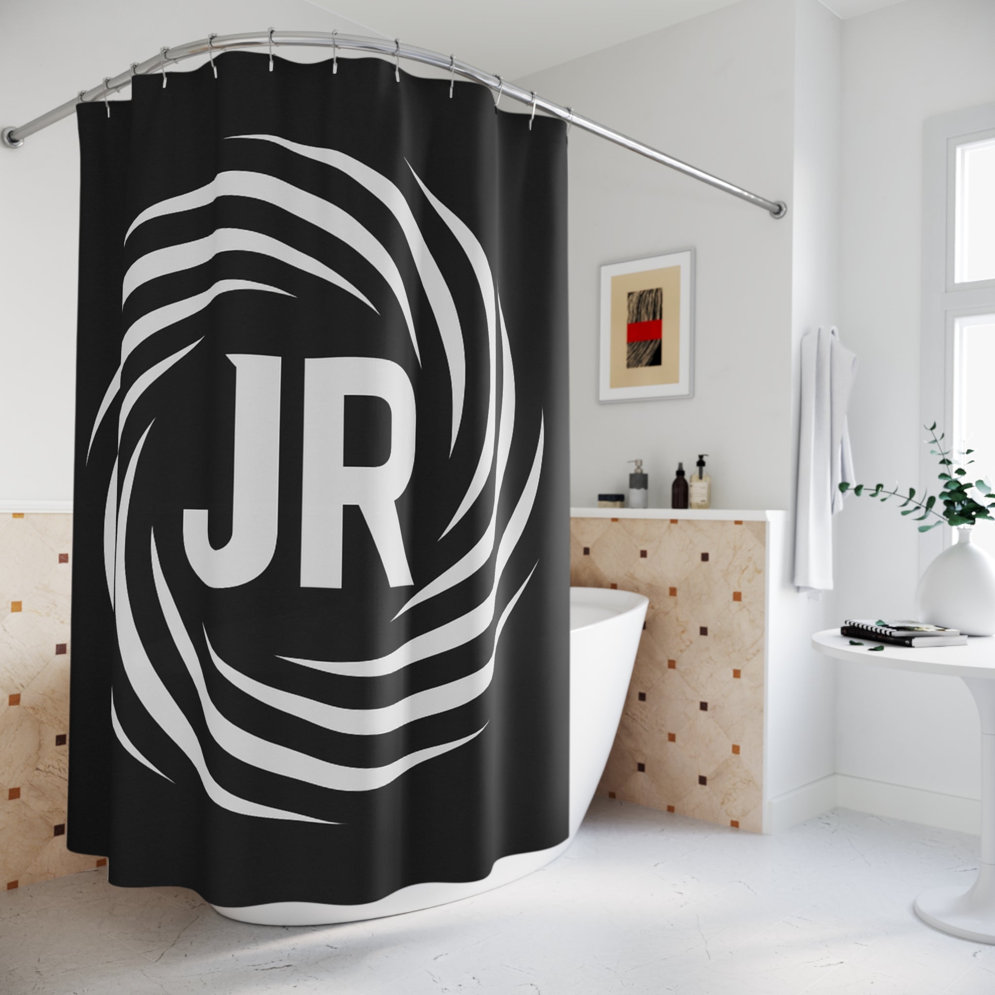 Personalized Monogram Shower Curtain with Modern Design, Ideal for Bathroom Decor, Gift for Housewarming, Unique Home Accessory