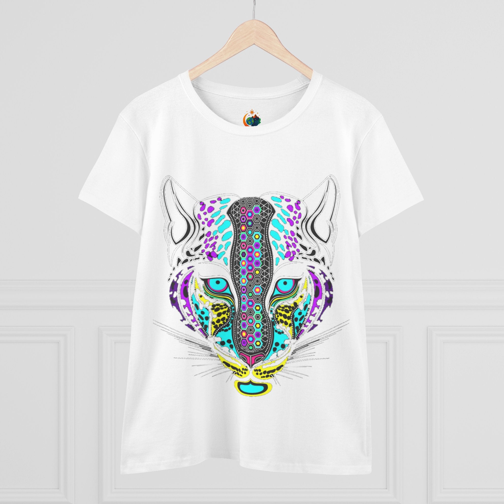 Colorful Tiger Print Women's Cotton Tee, Animal Lover Gift, Casual Wear, Boho Style, Unique Graphic Shirt