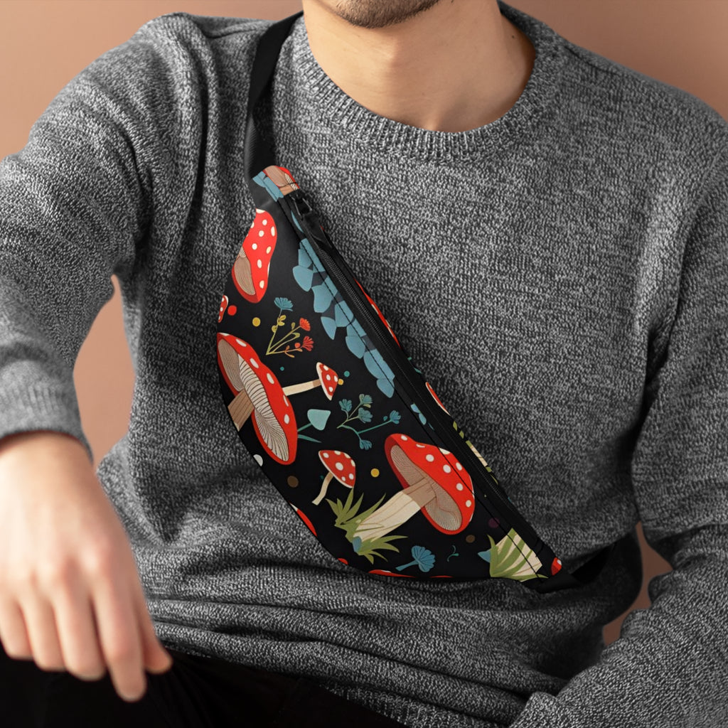 Mushroom Pattern Fanny Pack | Cute Festival Bag | Stylish Belt Bag for Hiking, Travel, or Outdoors | Perfect Gift for Nature Lovers