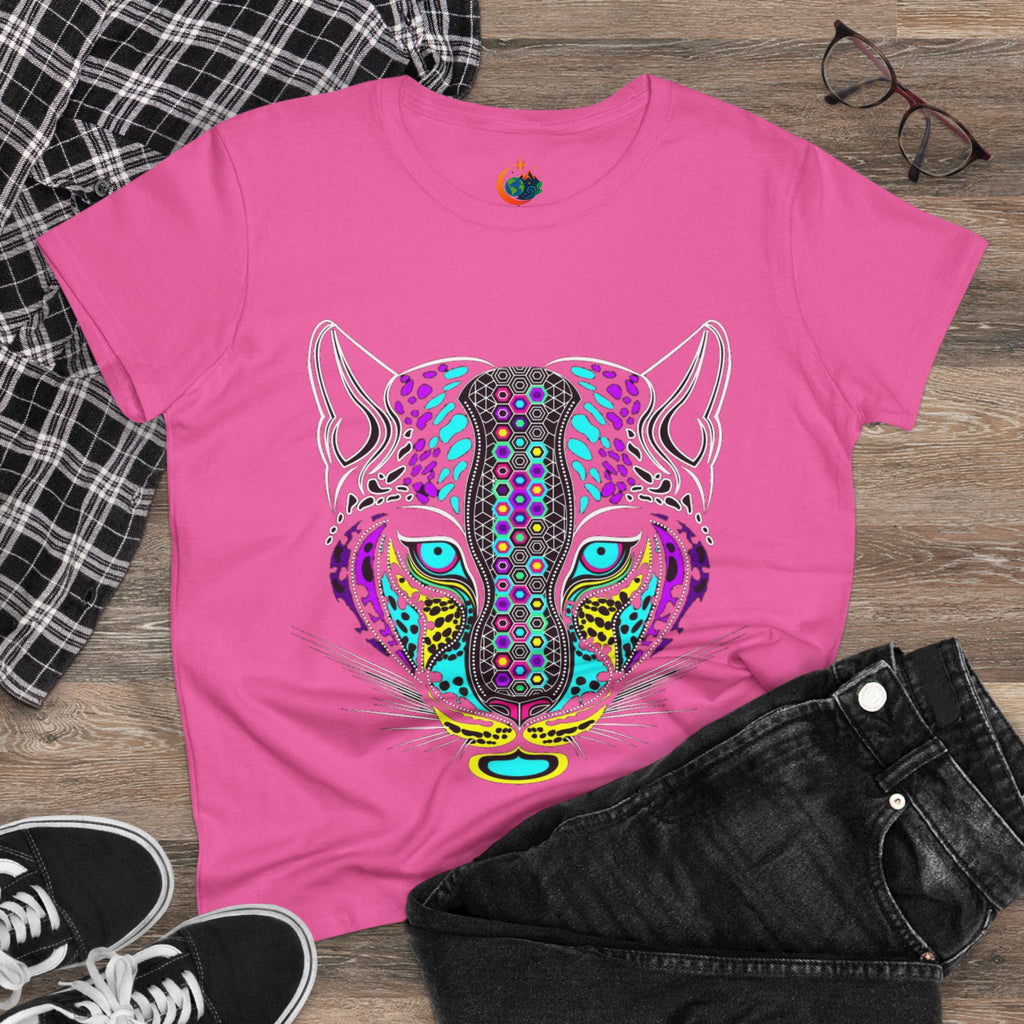 Colorful Tiger Print Women's Cotton Tee, Animal Lover Gift, Casual Wear, Boho Style, Unique Graphic Shirt