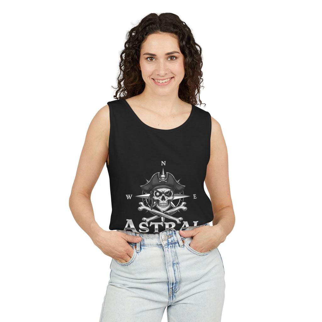Pirate-Themed Unisex Tank Top | Casual Summer Wear, Beachwear, Gift for Adventurers, Festival Outfit, Astral Earthwear