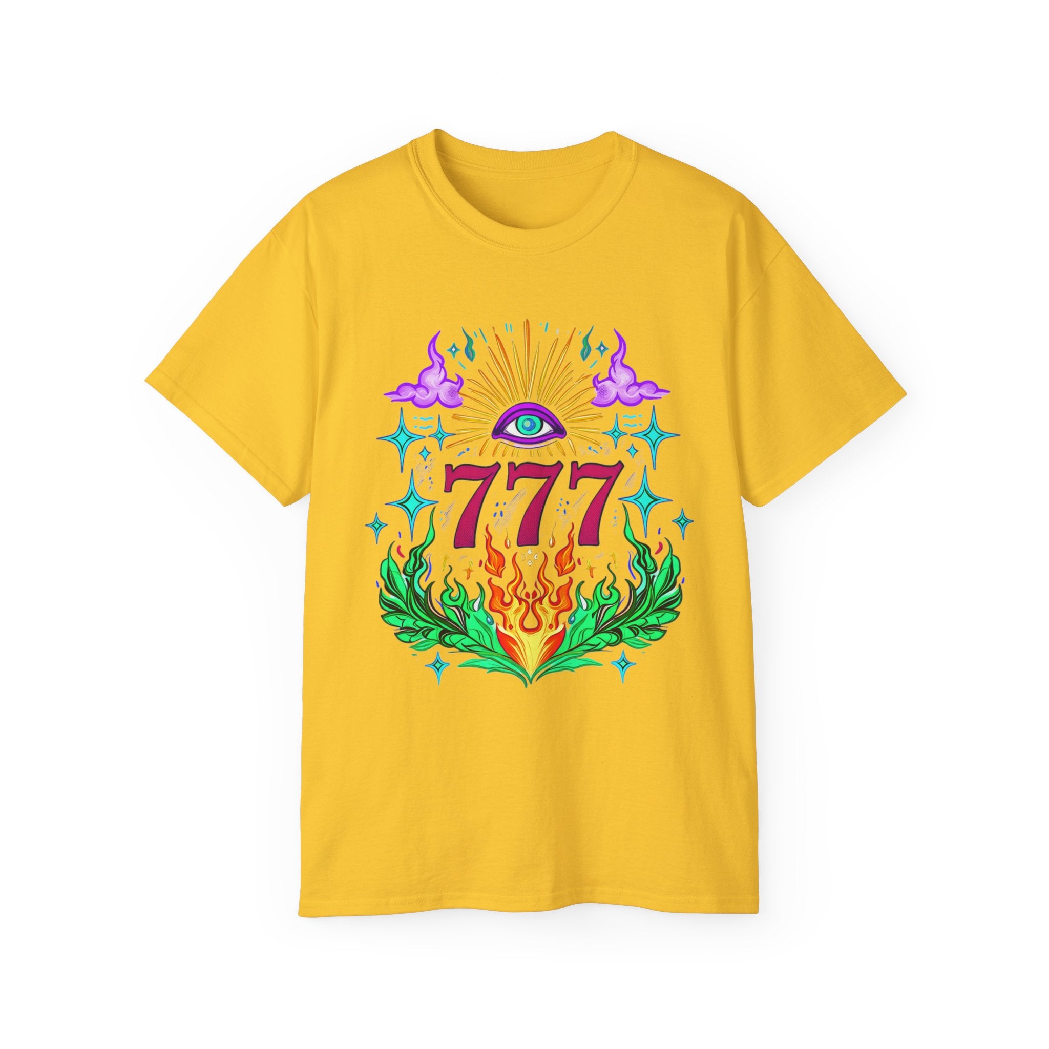 Mystical 777 Graphic Tee - Unisex Retro Spiritual Shirt, Gift for Tarot Lovers, Festival Wear, Casual Boho Top, Unique Art Tee