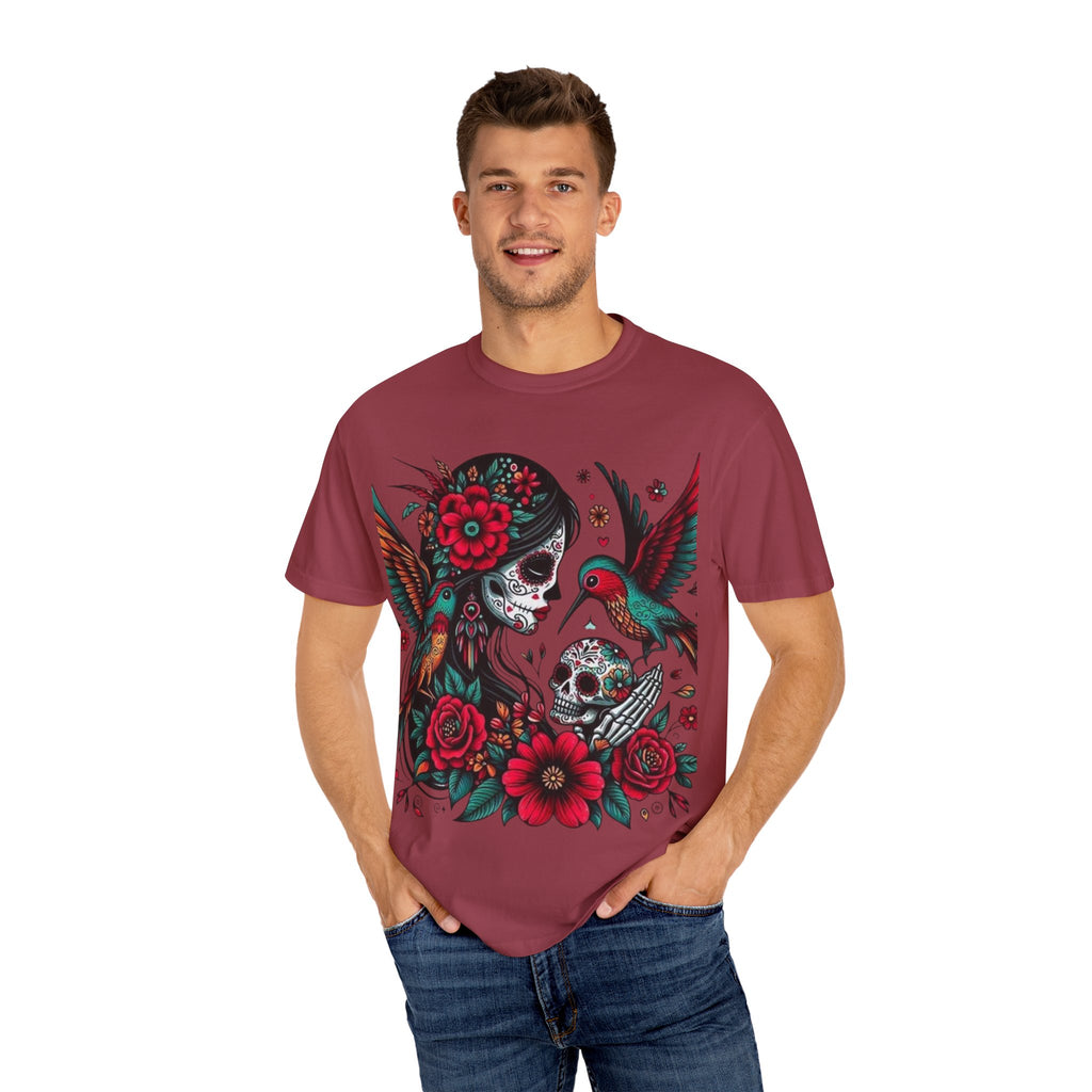 Sugar Skull Floral Unisex T-Shirt - Vibrant Day of the Dead Design