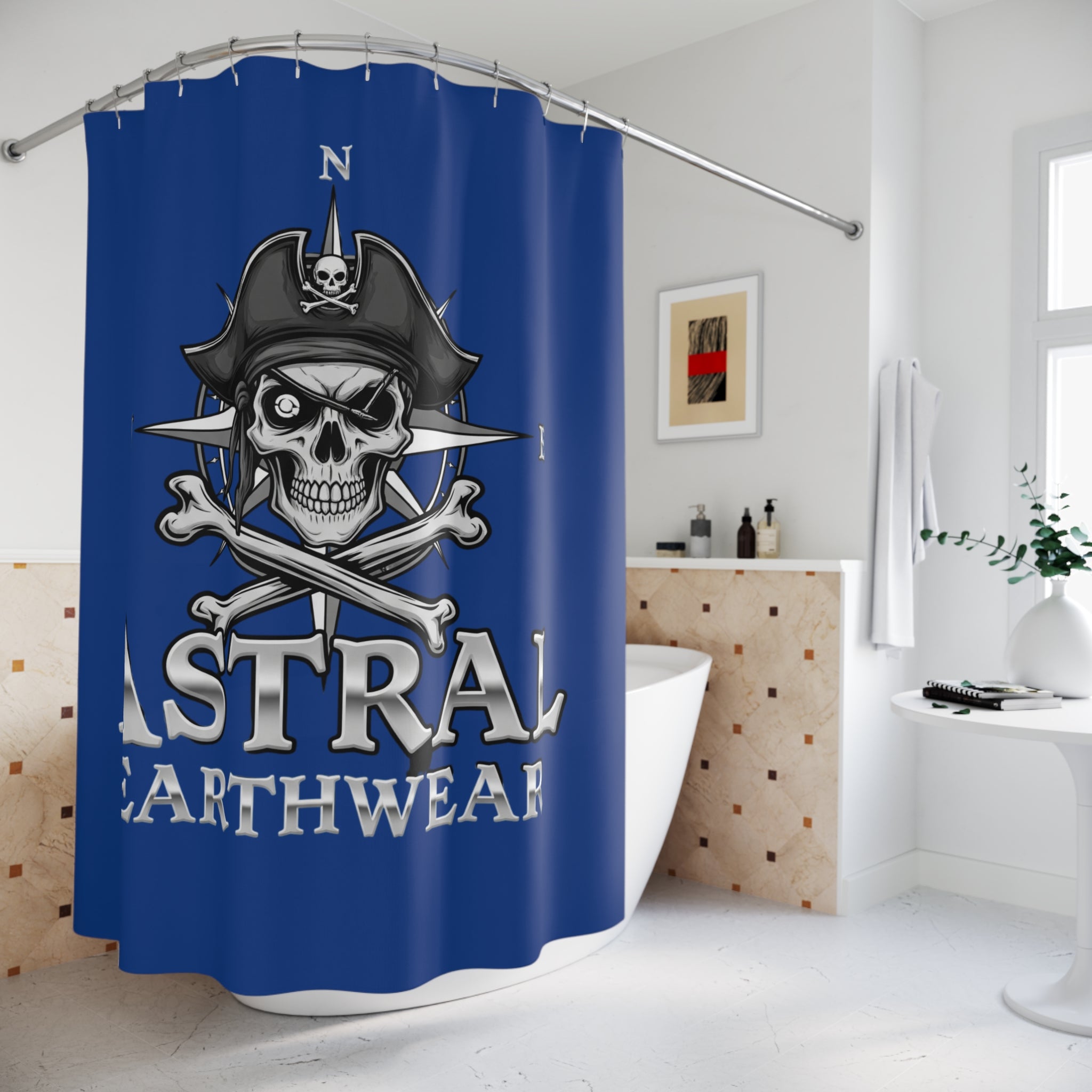 Pirate-Themed Shower Curtain, Nautical Decor, Unique Bathroom Accessories, Ocean Lover Gift, Halloween Decor, Astral Earthwear