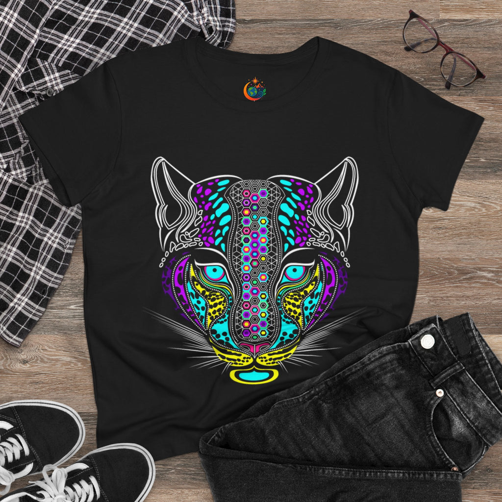 Colorful Tiger Print Women's Cotton Tee, Animal Lover Gift, Casual Wear, Boho Style, Unique Graphic Shirt