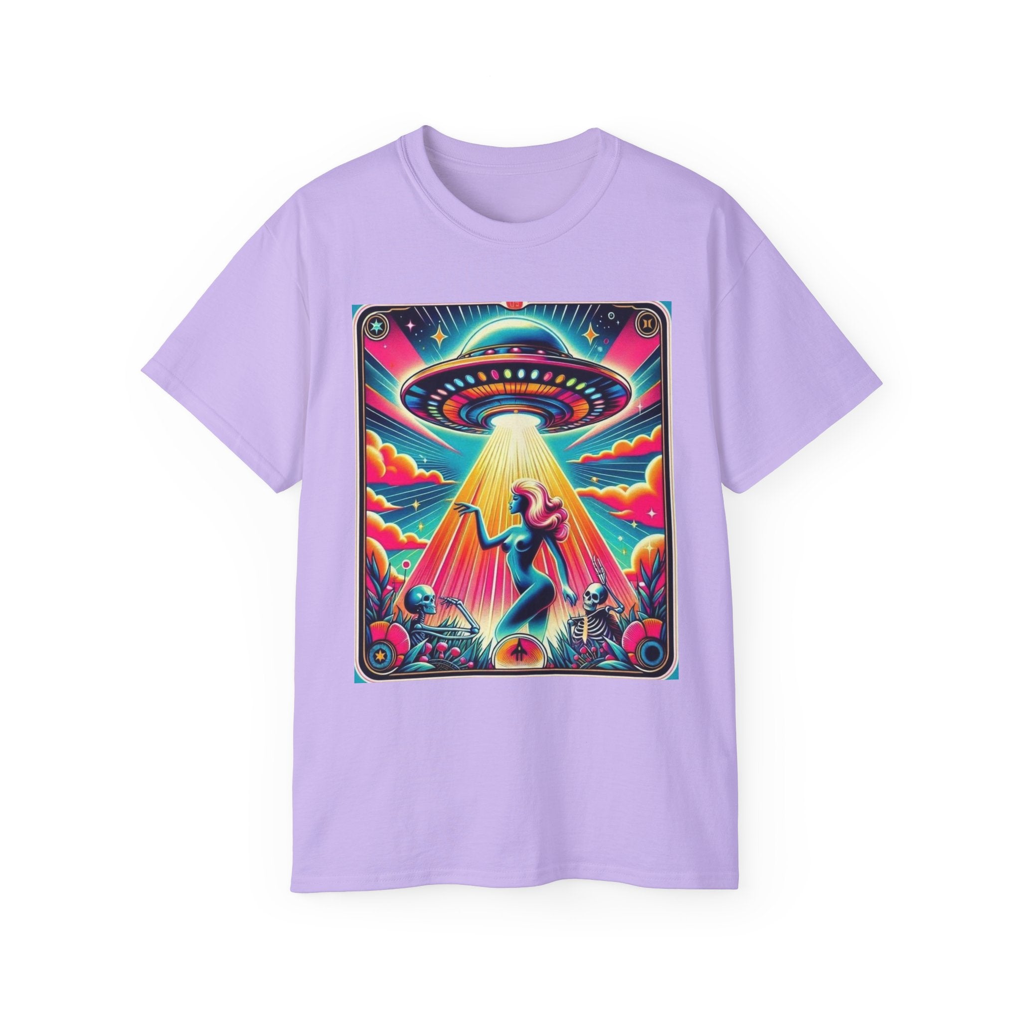 Colorful UFO Graphic Tee, Retro Alien Shirt, Unisex Cotton T-Shirt, Fun Casual Wear, Gifts for Space Lovers, Festival Top