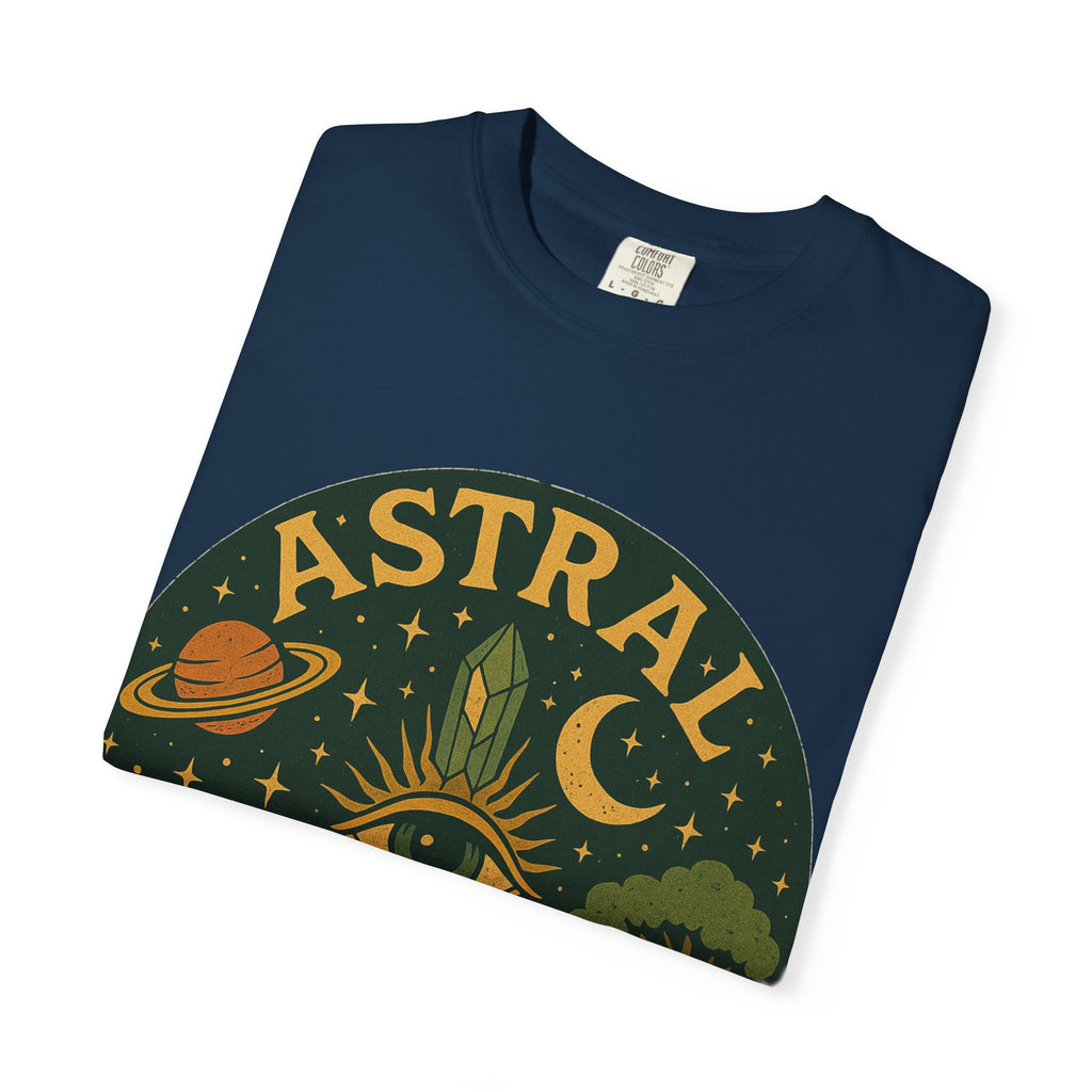 Astral Earthwear Unisex T-Shirt, Boho Graphic Tee, Celestial Design Shirt, Gift for Nature Lovers, Casual Earthy Style