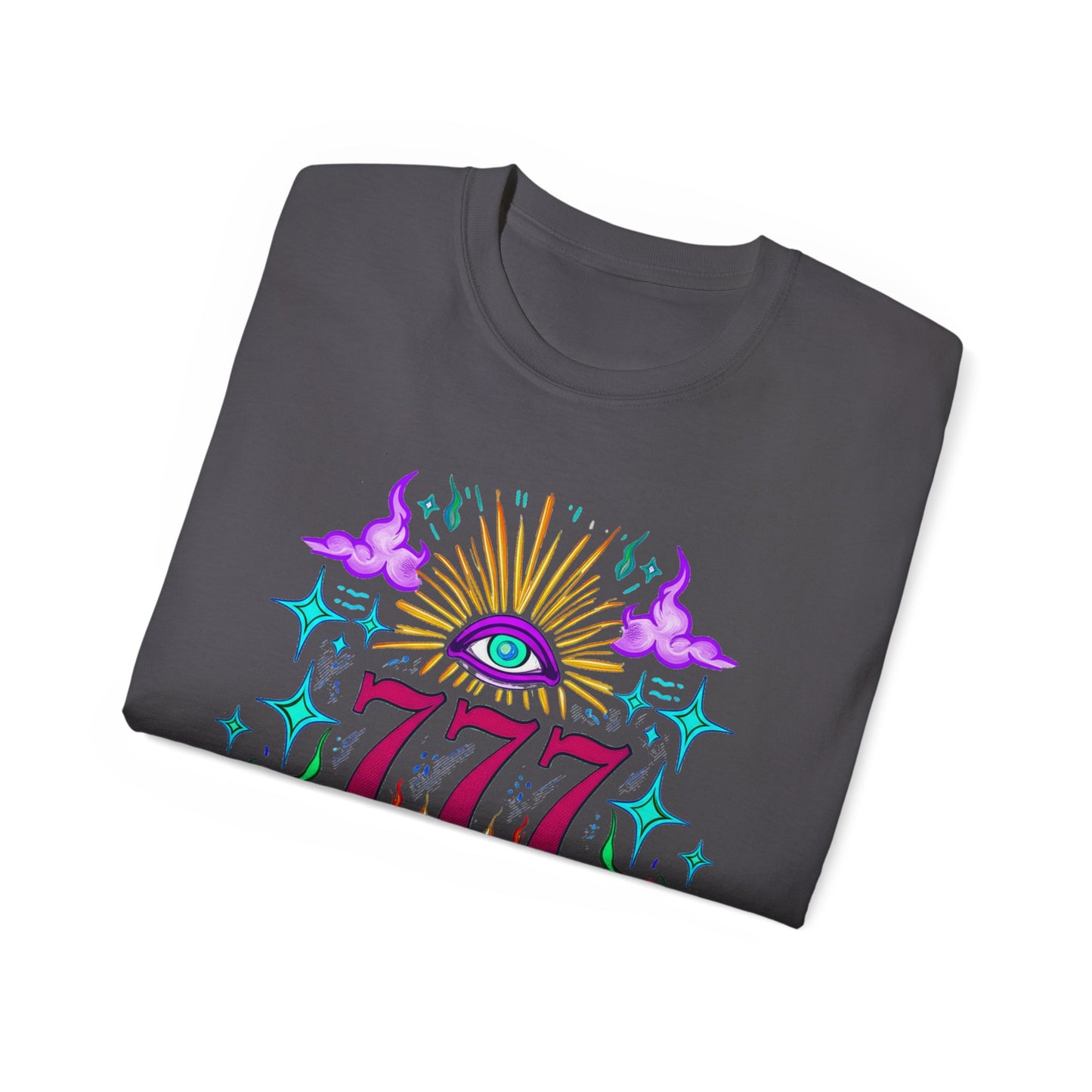 Mystical 777 Graphic Tee - Unisex Retro Spiritual Shirt, Gift for Tarot Lovers, Festival Wear, Casual Boho Top, Unique Art Tee