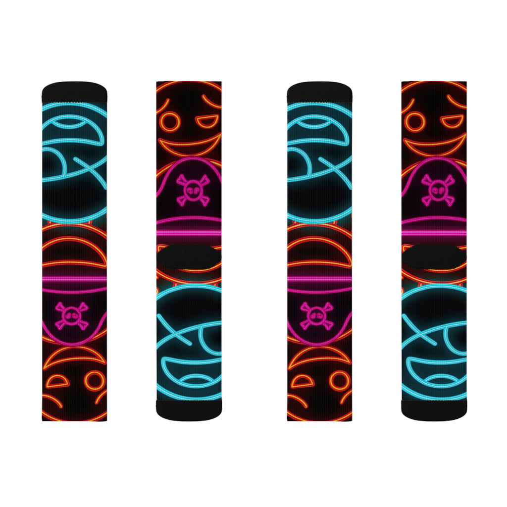 Neon Vibe Sublimation Socks | Funky Colorful Socks for Everyday Wear, Gift for Friends, Festival Accessory, Unique Fashion Statement