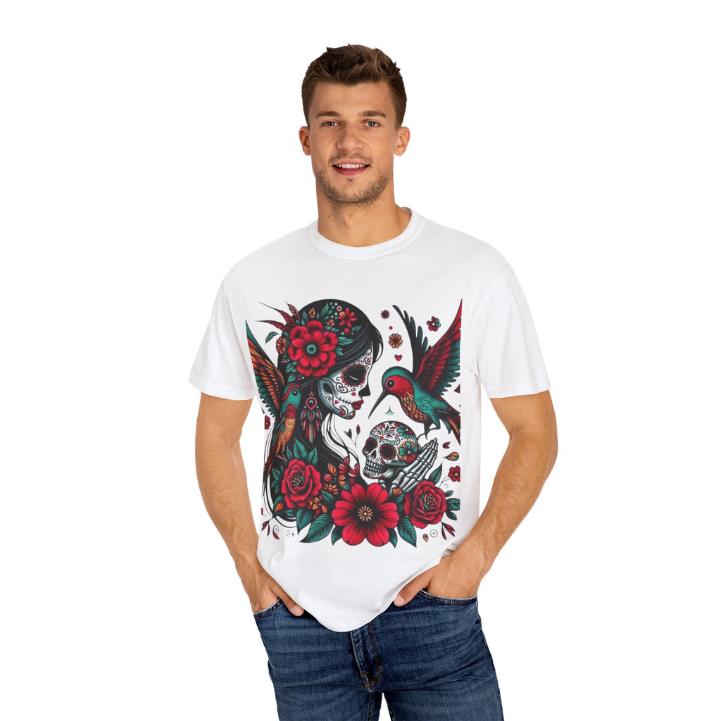 Sugar Skull Floral Unisex T-Shirt - Vibrant Day of the Dead Design