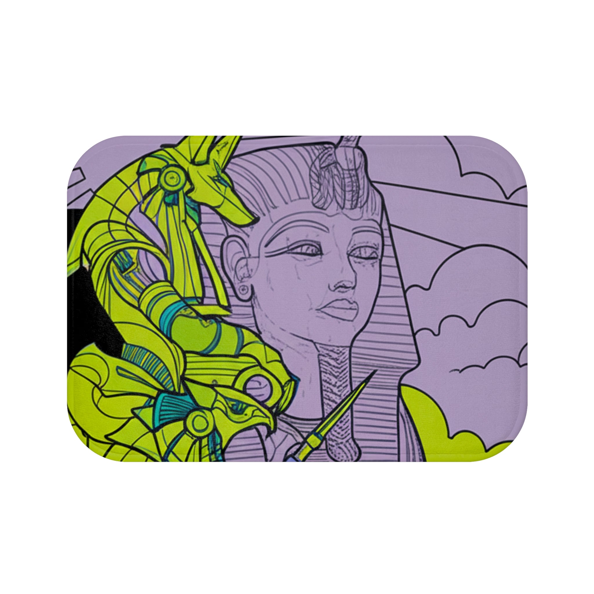 Vibrant Egyptian Queen Bath Mat, Colorful Bath Decor, Stylish Bathroom Rugs, Unique Home Decor, Gift for Housewarming